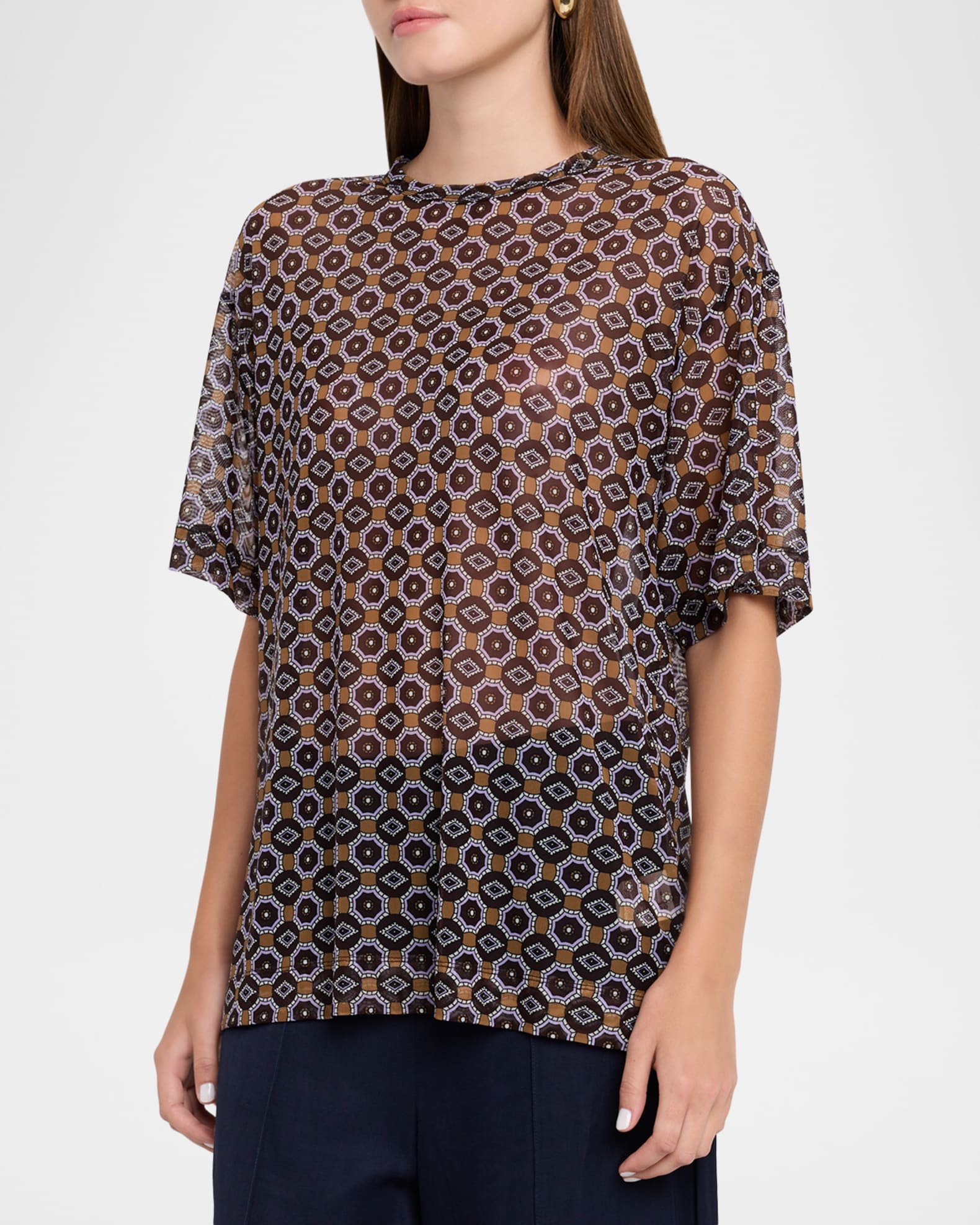 Dries Van Noten Hoge Sheer Oversized T-Shirt | Neiman Marcus