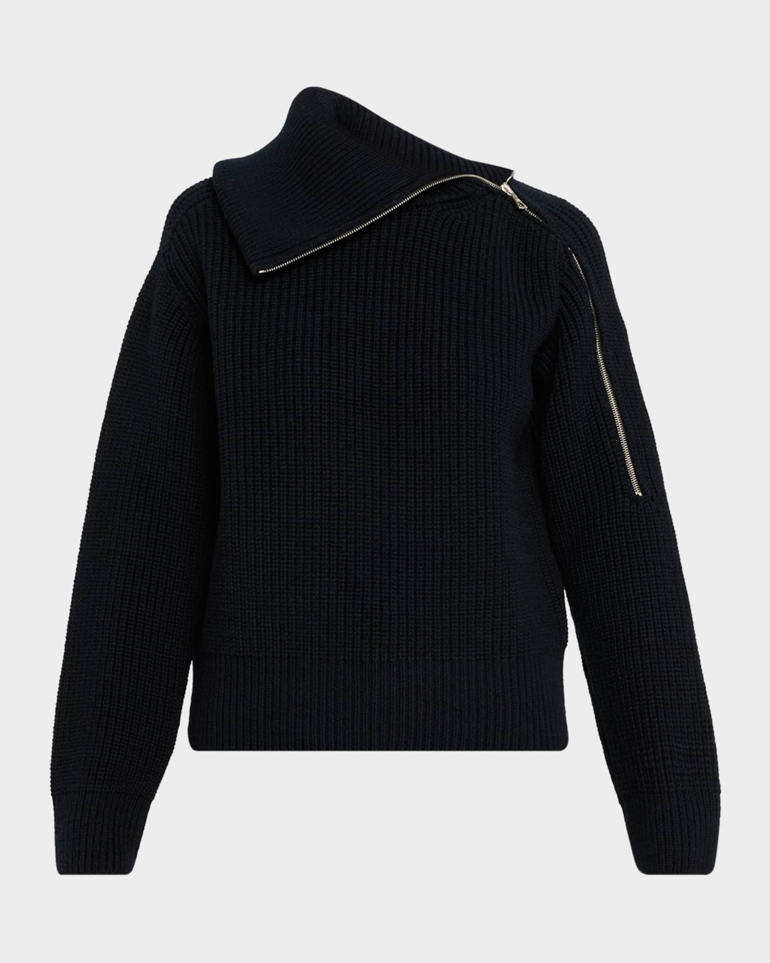 Dries Van Noten Talim Zipped Wool Turtleneck Sweater | Neiman Marcus