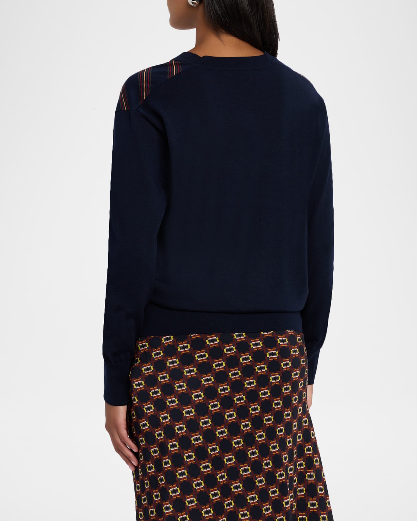 Dries Van Noten Tishana Striped V-Neck Wool Sweater | Neiman Marcus