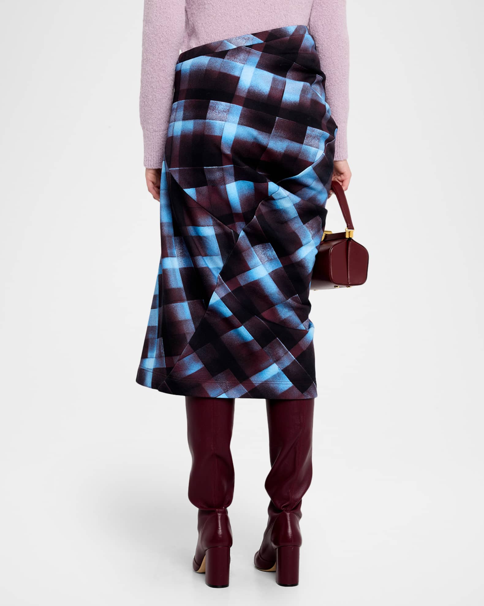 Dries Van Noten Harens Asymmetric Check Midi Skirt | Neiman Marcus