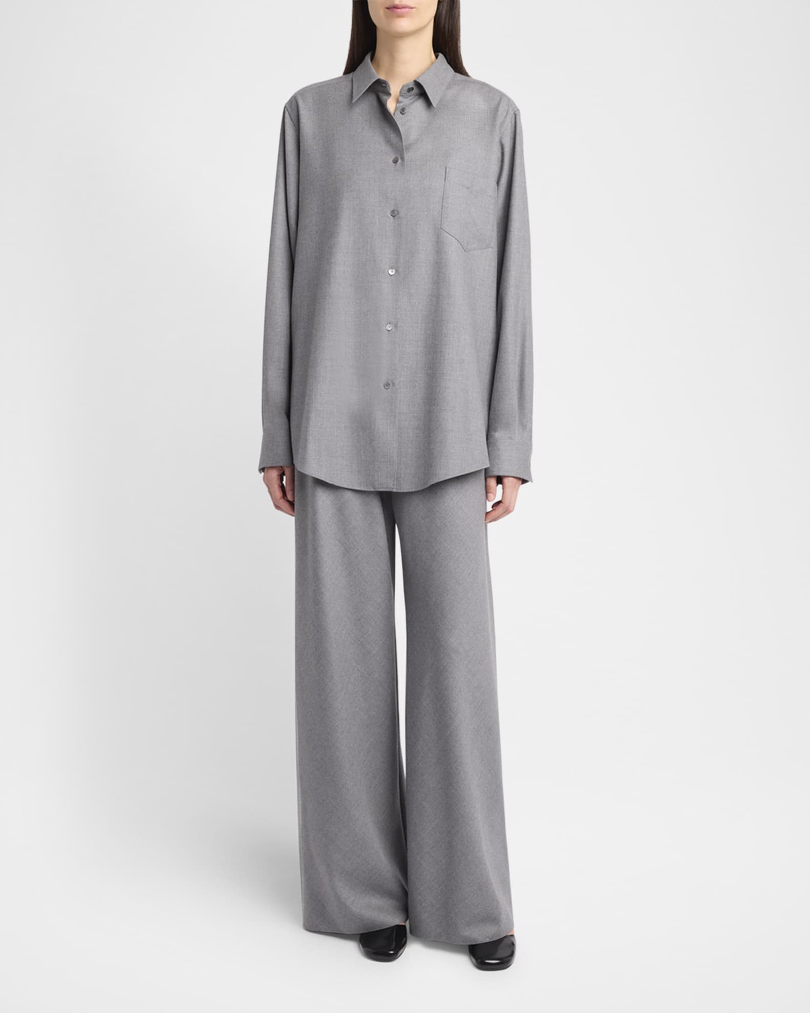 Gala Wool Wide-Leg Pull-On Pants 1