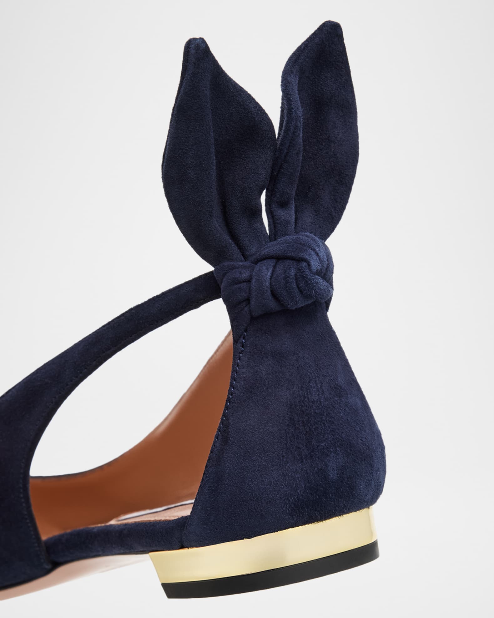 Aquazzura Suede Bow Tie Ballet Flats Neiman Marcus