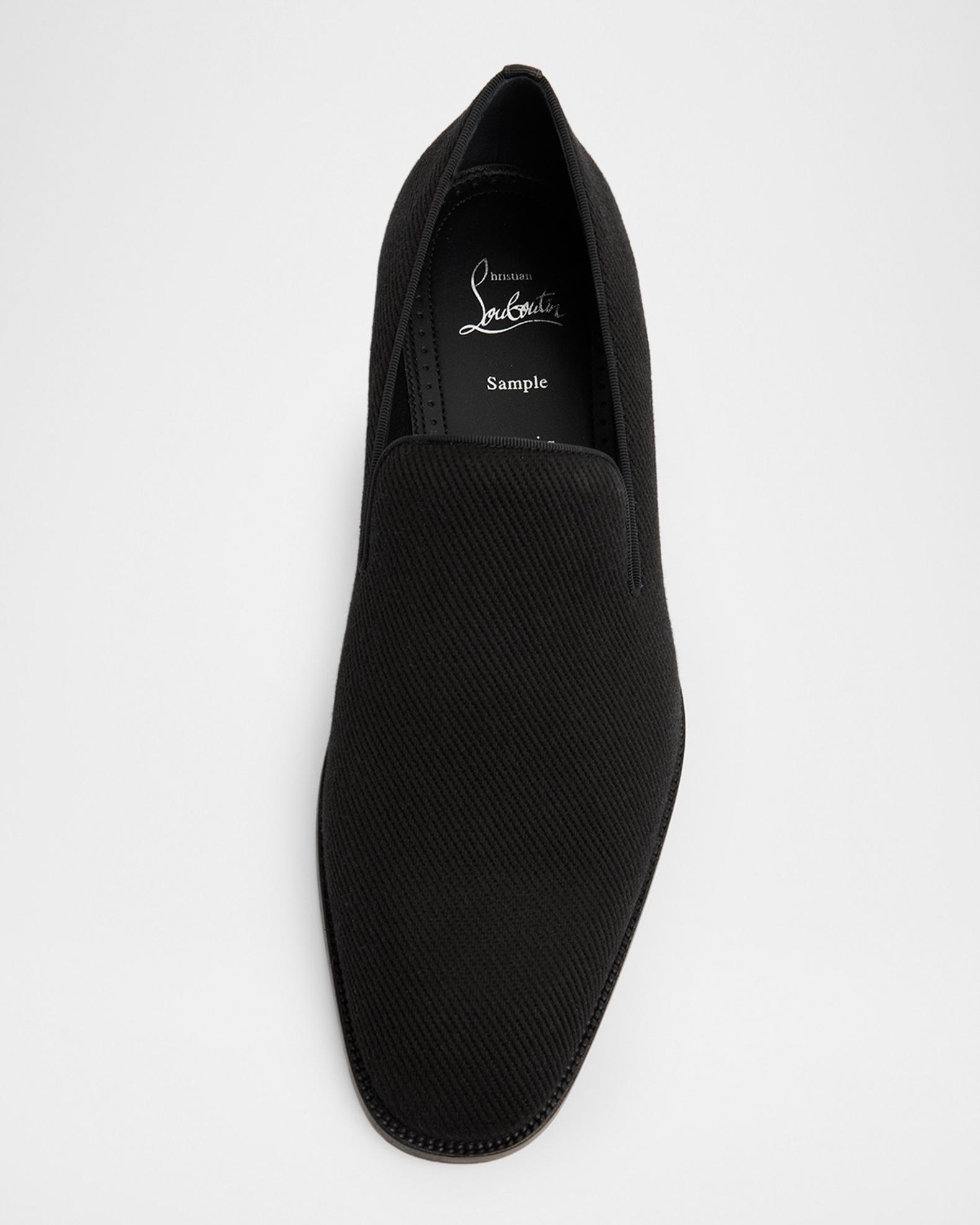 Christian Louboutin Black Suede Slip-On Loafers with Red Script Detailing CHRISTIAN LOUBOUTIN No Penny Suede Loafers for Men | MR PORTER main image 3