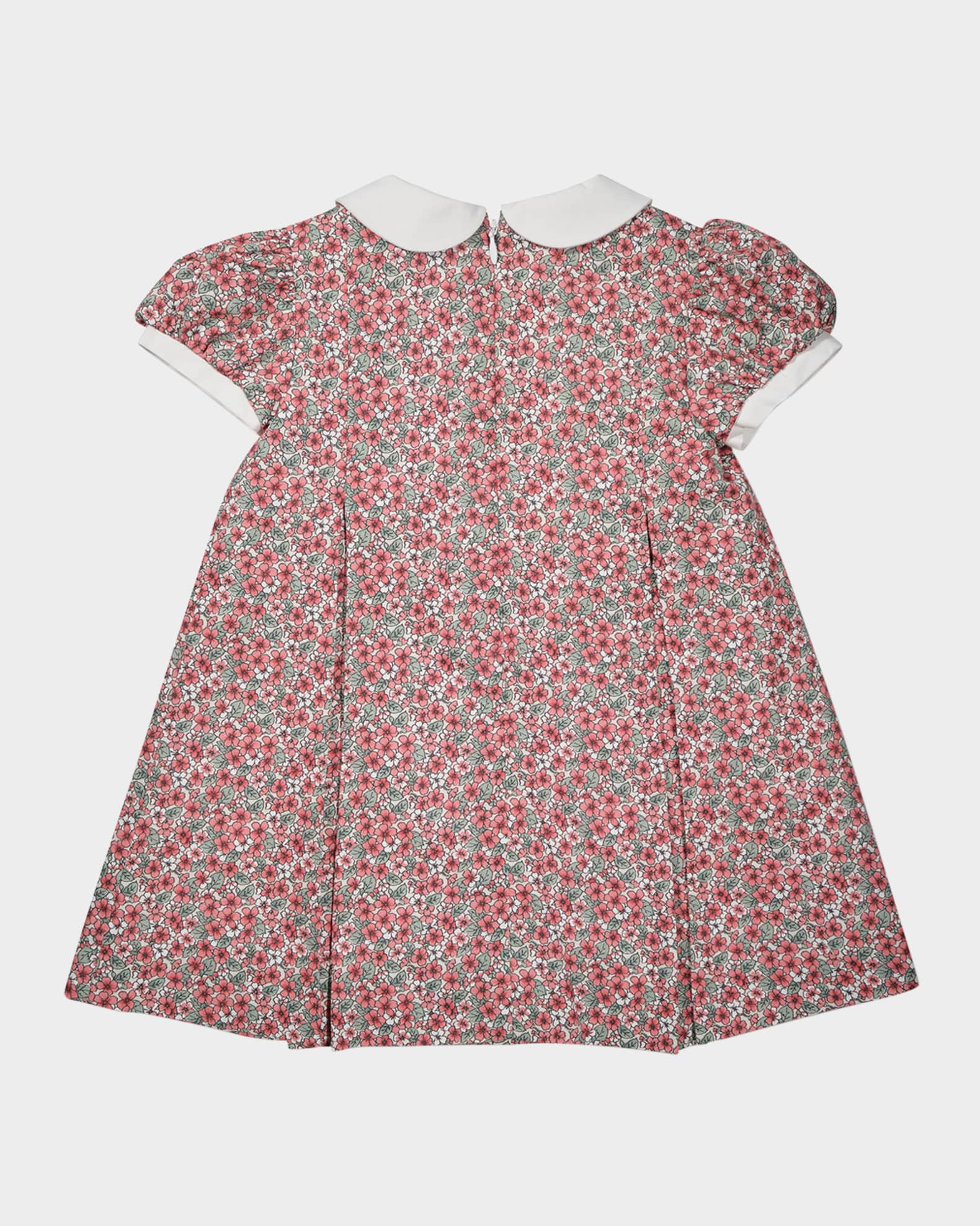 Girl's Floral Floral Applique Cotton Dress, Size 12M-18M 1