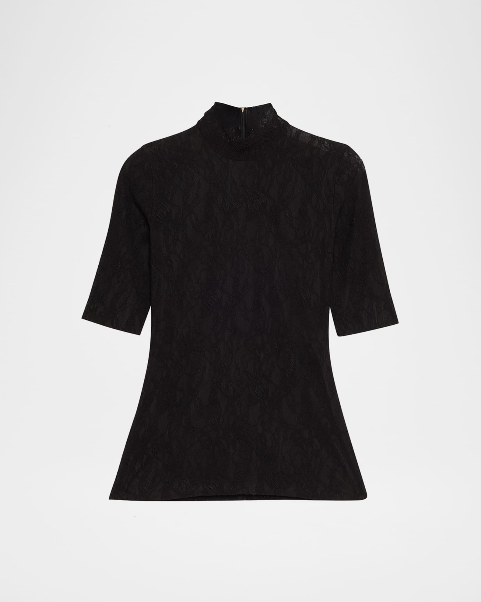 Stella McCartney Mock-Neck Stretch Lace Short-Sleeve Top | Neiman