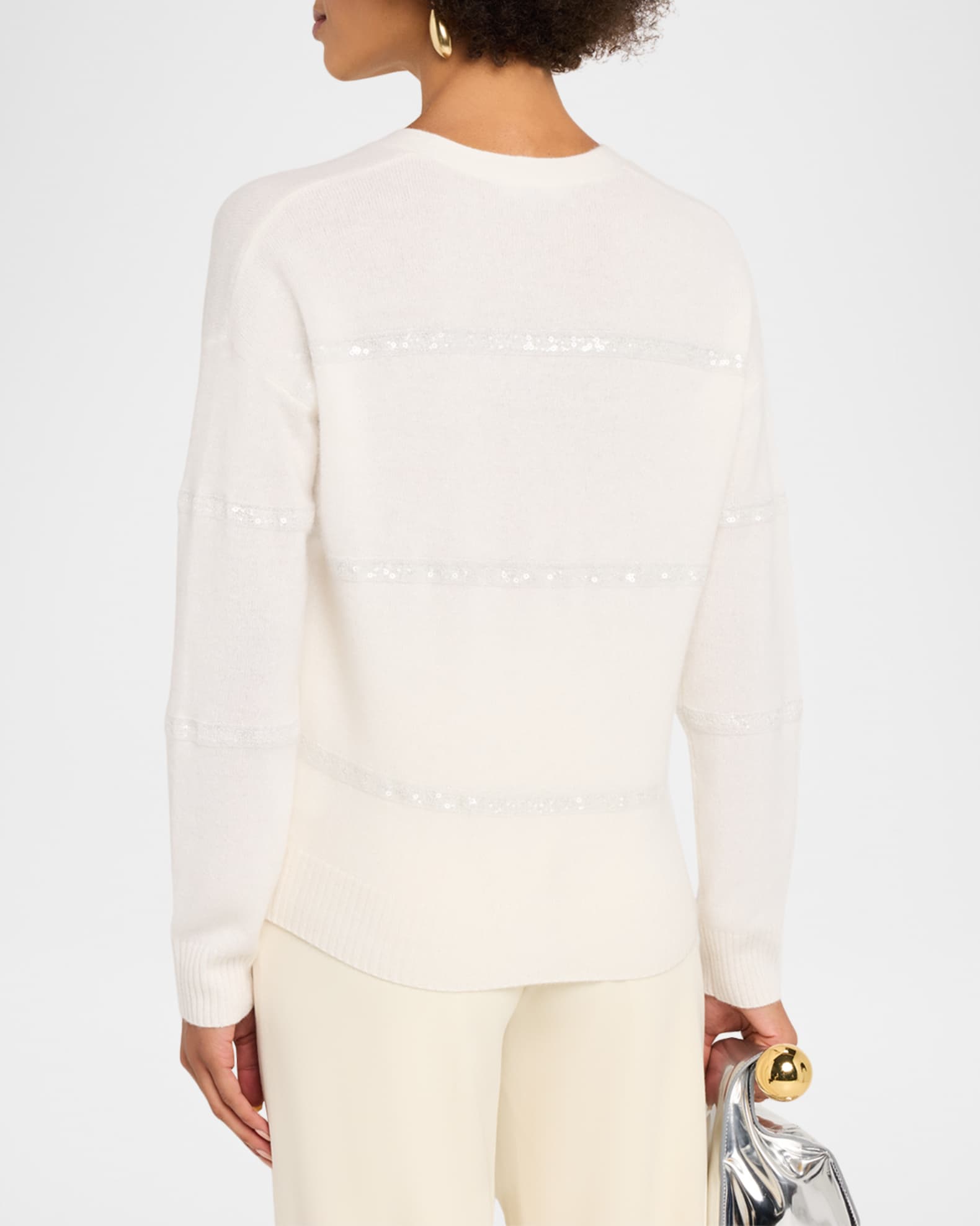 Neiman Marcus Cashmere Collection Cashmere Sequin Striped Cardigan