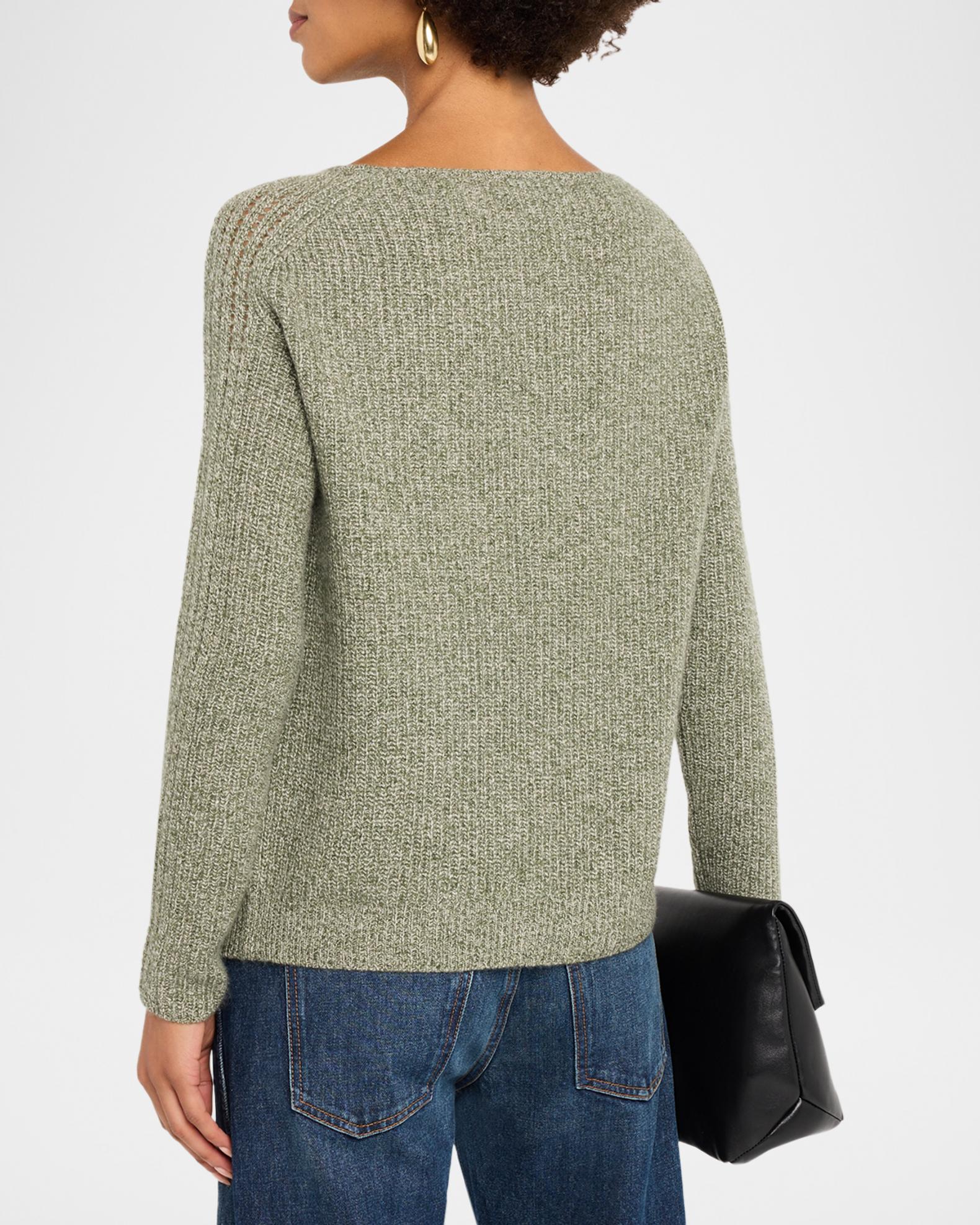 Neiman Marcus Cashmere Collection Cashmere Boat-Neck Shaker Rib Sweater ...