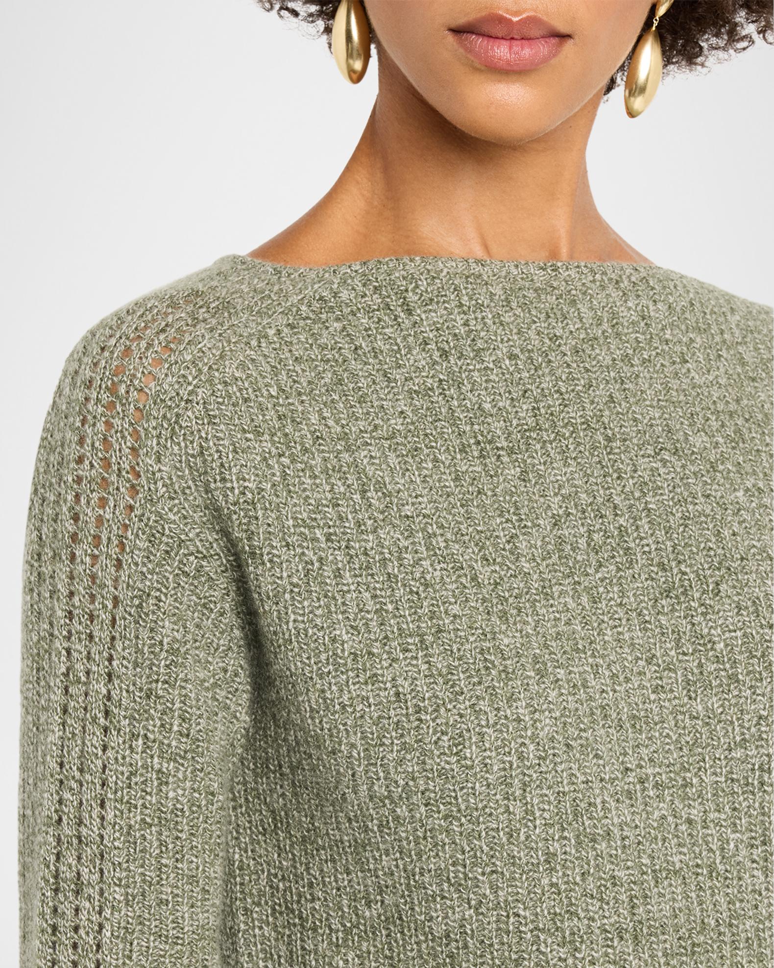Neiman Marcus Cashmere Collection Cashmere Boat-Neck Shaker Rib Sweater ...