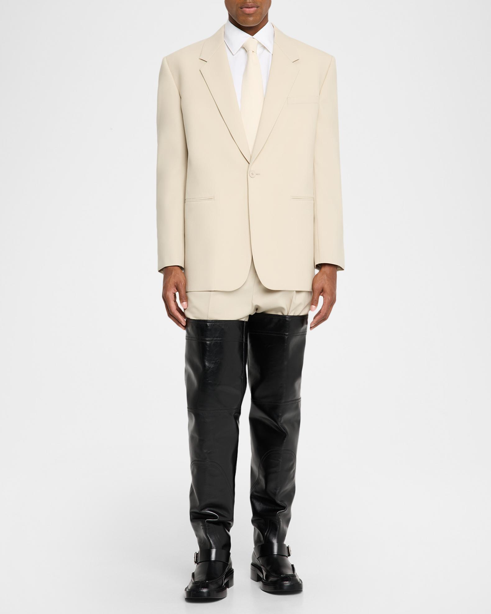 Saint Laurent Men's Joe Smooth Leather Over-The-Knee Boots | Neiman Marcus