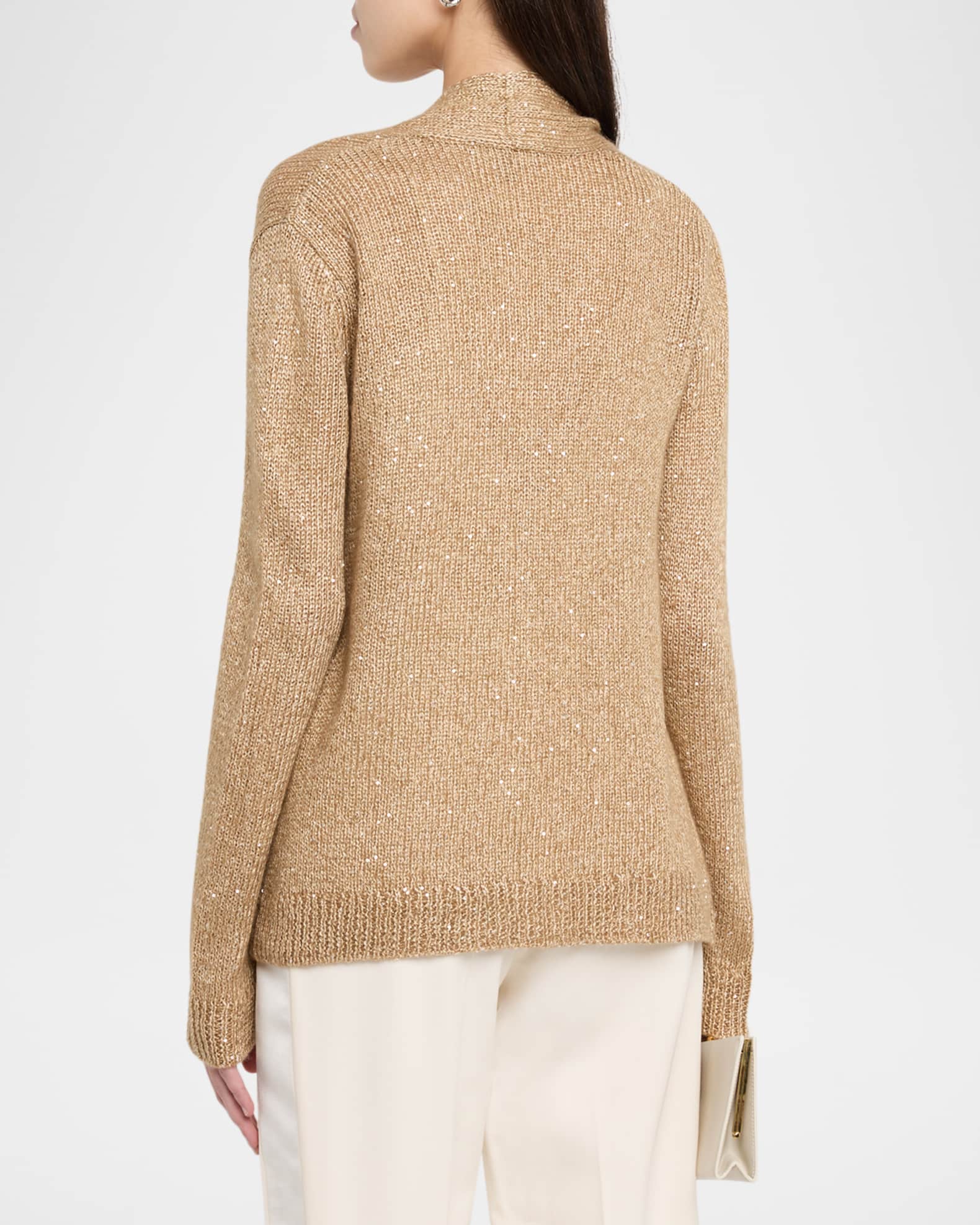 Neiman Marcus Cashmere Collection Cashmere Sequin Metallic Knit