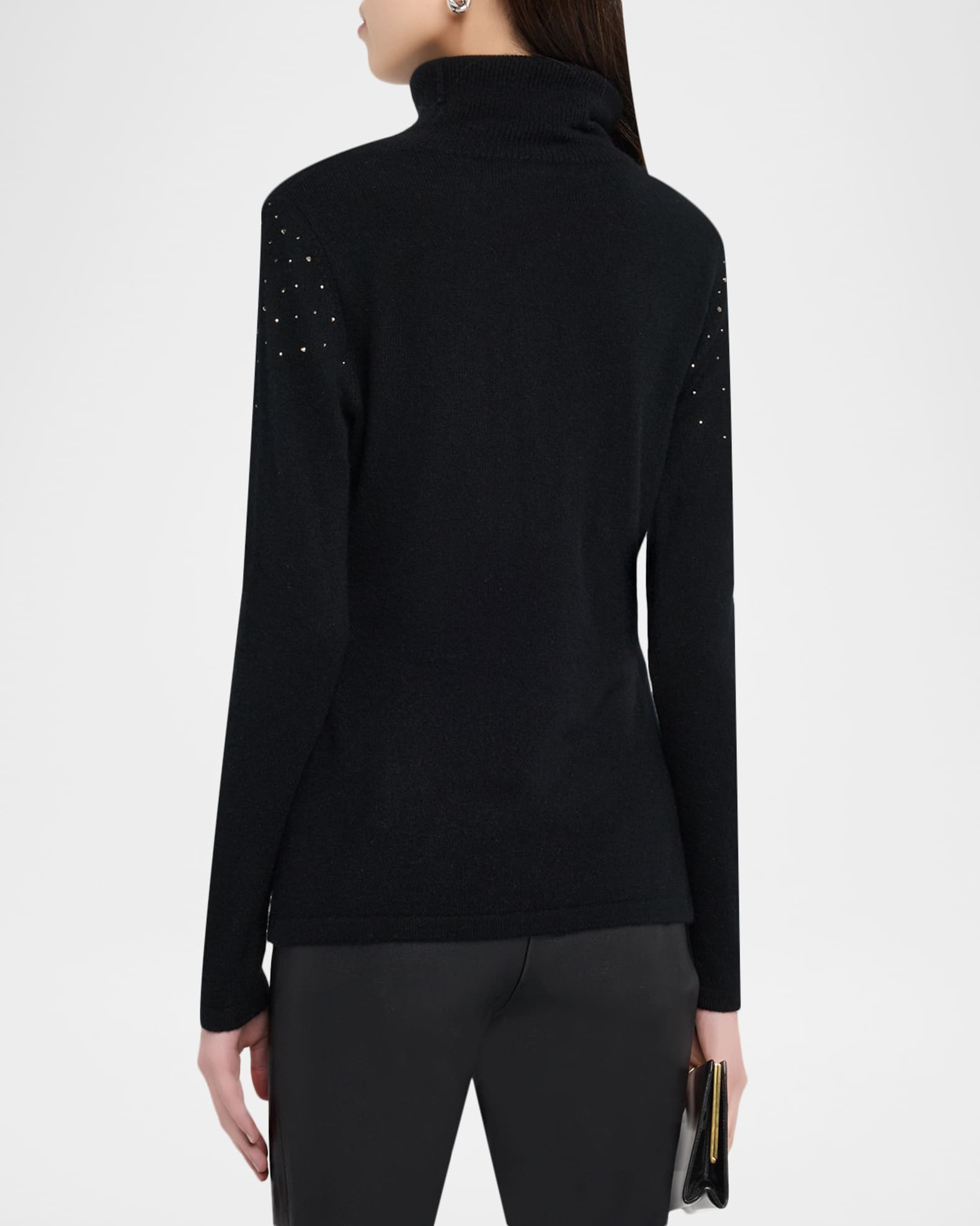 Neiman Marcus Cashmere Collection Cashmere Rhinestone Turtleneck