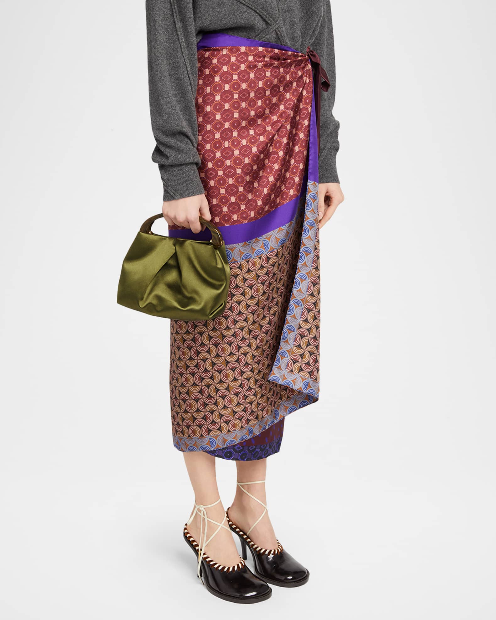 Dries Van Noten Mini Pleated Satin Top-Handle Bag | Neiman Marcus