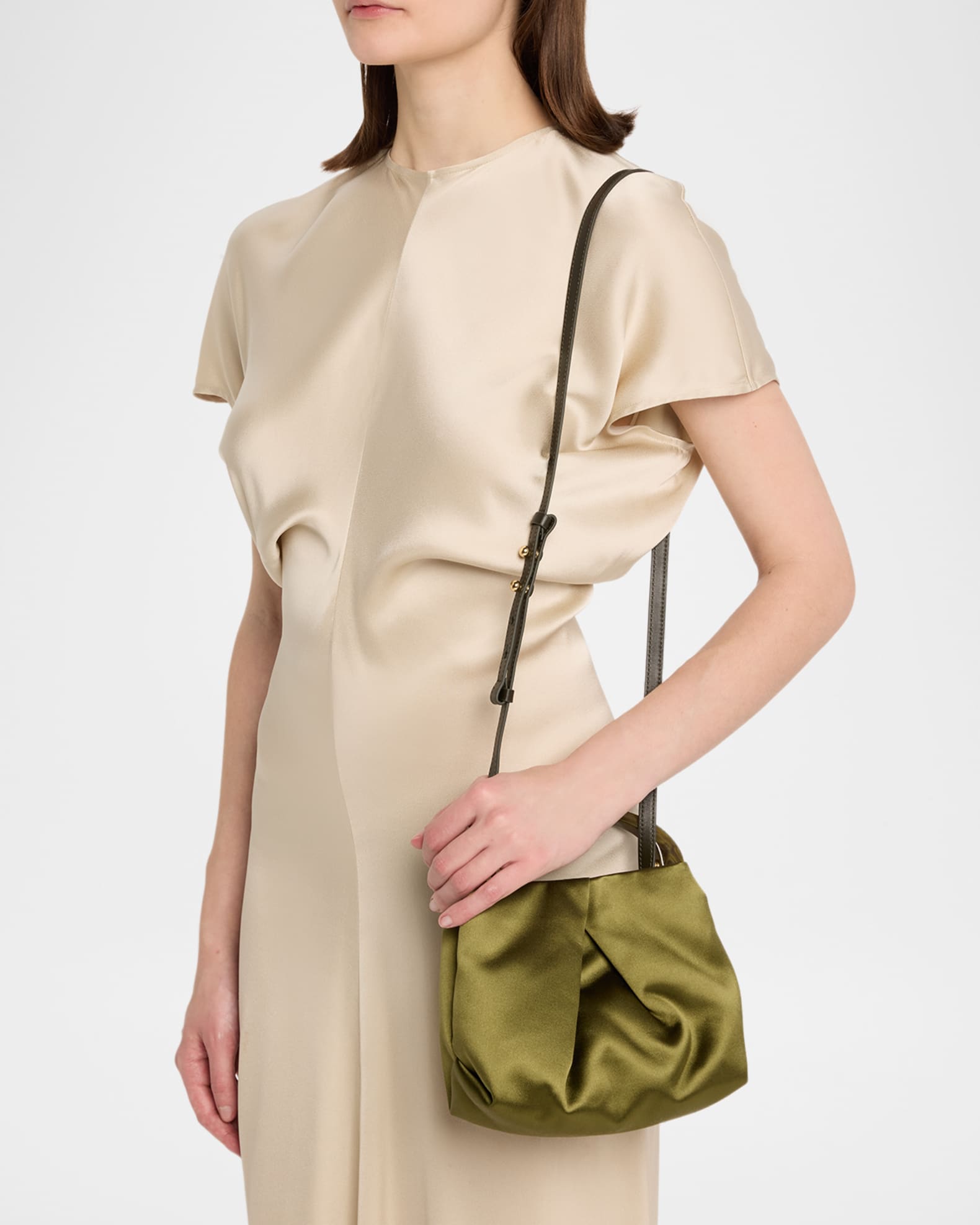 Dries Van Noten Mini Pleated Satin Top-Handle Bag | Neiman Marcus