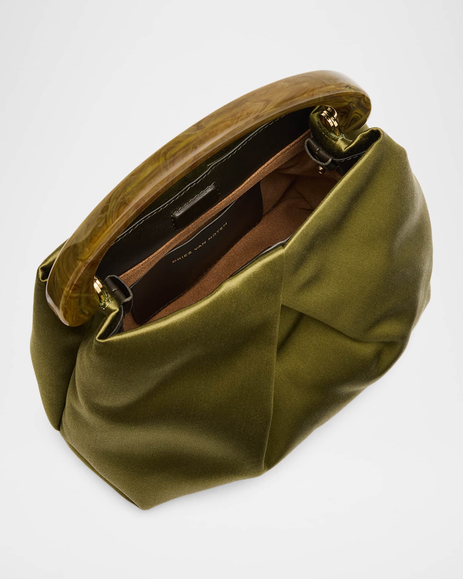 Dries Van Noten Mini Pleated Satin Top-Handle Bag | Neiman Marcus