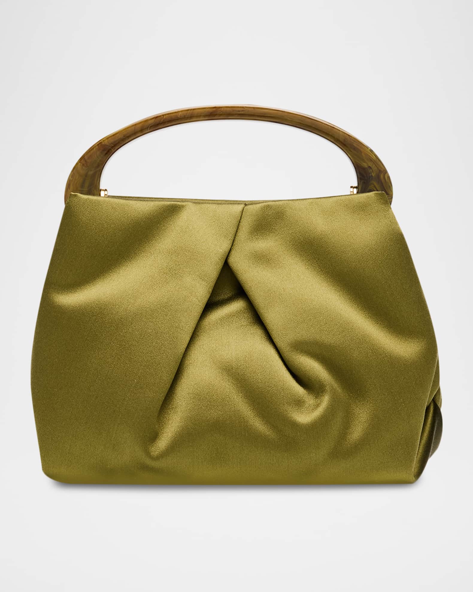 ✨未使用級✨　Dries Van Noten 　ポーチ　バッグ　金色 Dries Van Noten Mini Pleated Satin Top-Handle Bag | Neiman Marcus