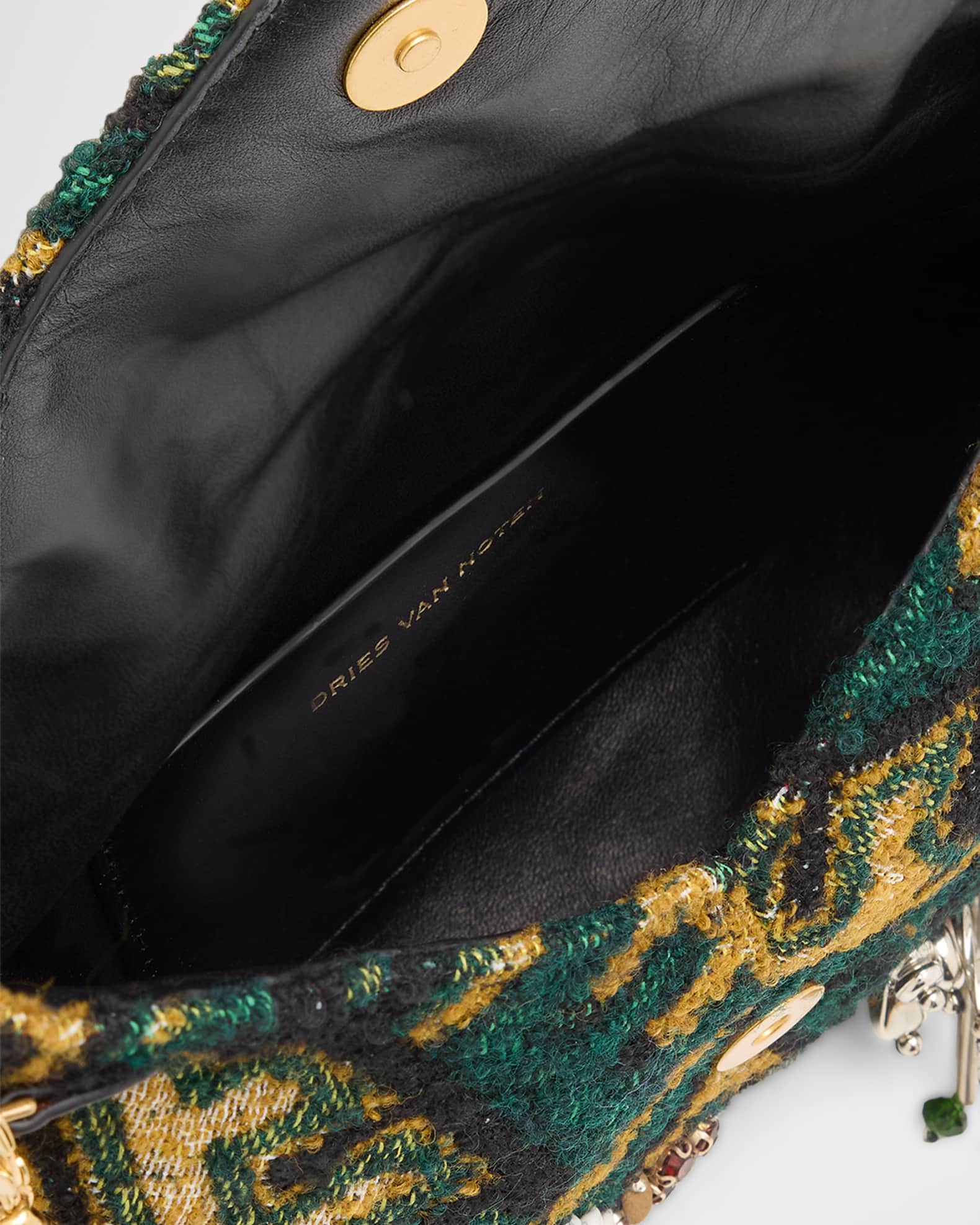 Dries Van Noten Micro Envelope Flap Embellished Jacquard Clutch
