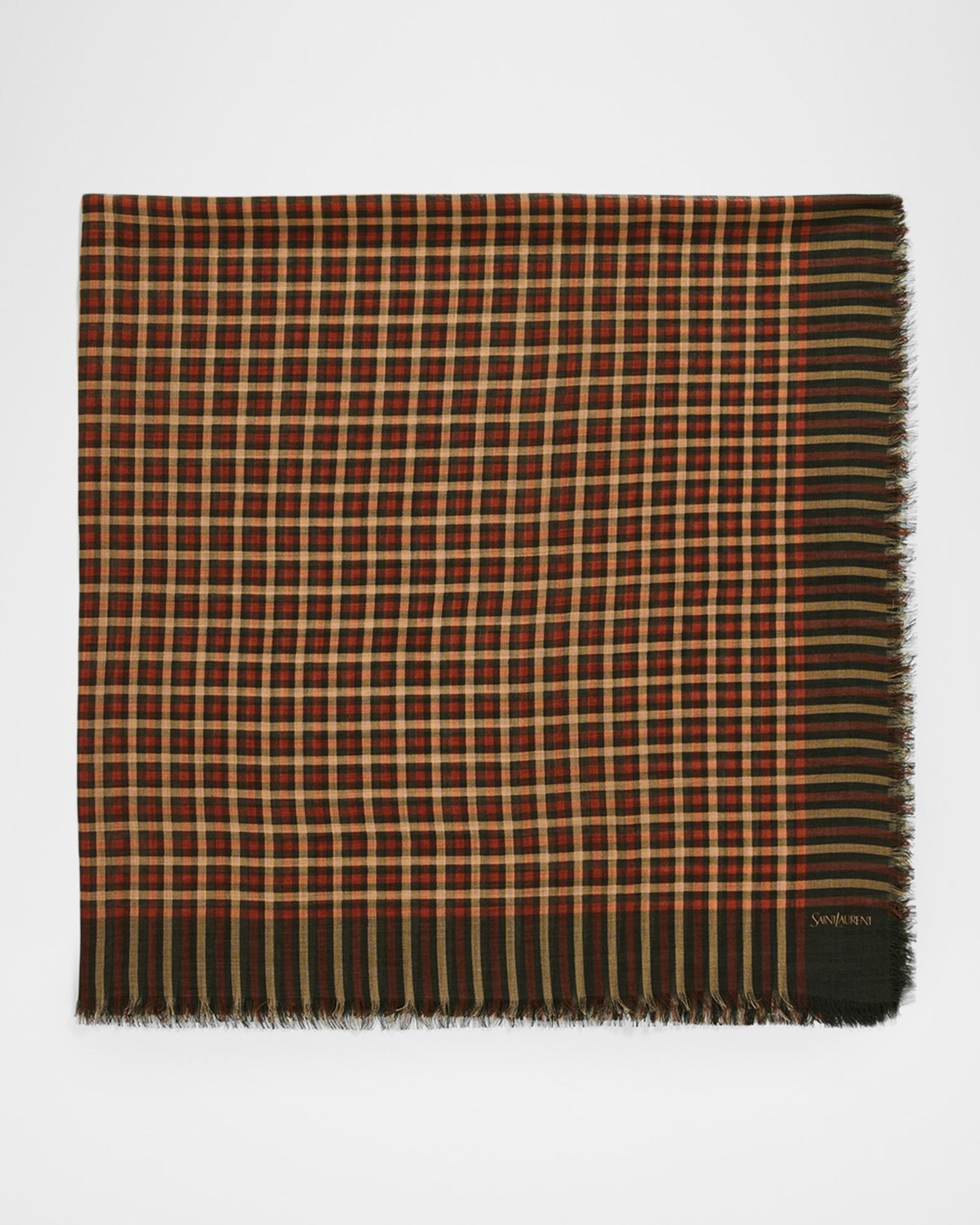 Saint Laurent Men's Wool Madras Check Square Scarf | Neiman Marcus