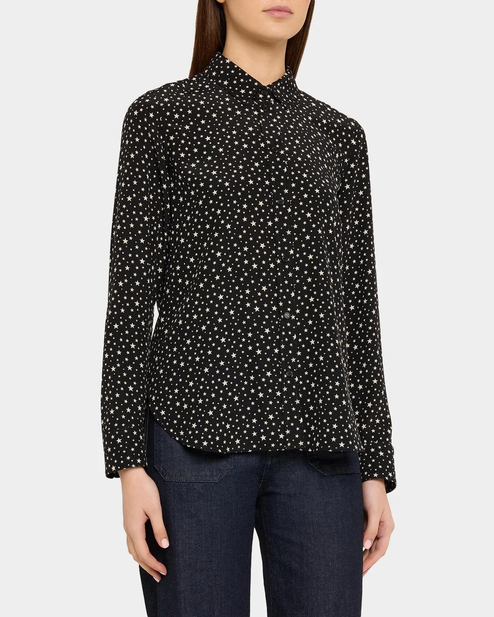 Nili Lotan Spotted Silk Button-Down Blouse | Neiman Marcus