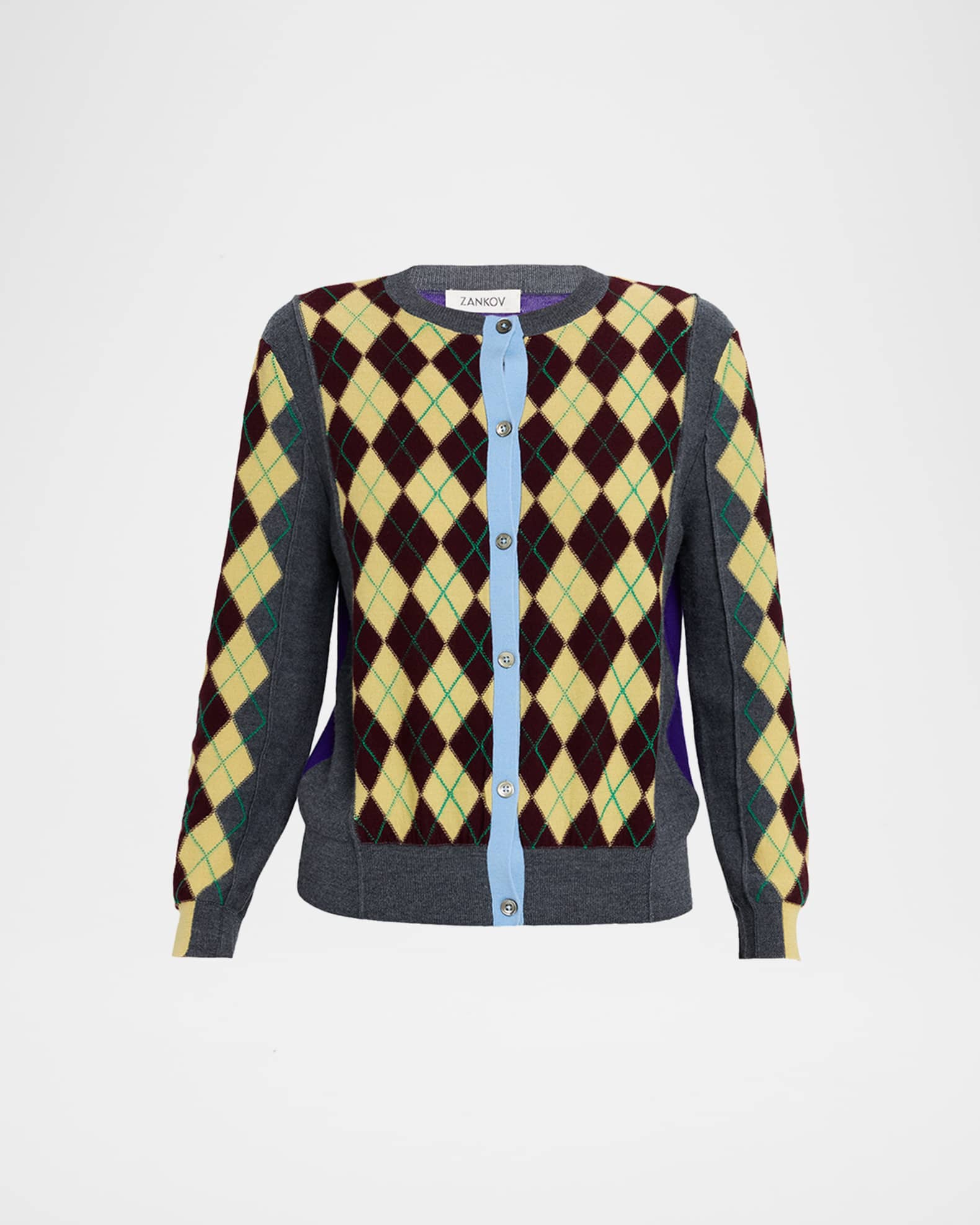 ZANKOV William Colorblock Argyle Cardigan | Neiman Marcus