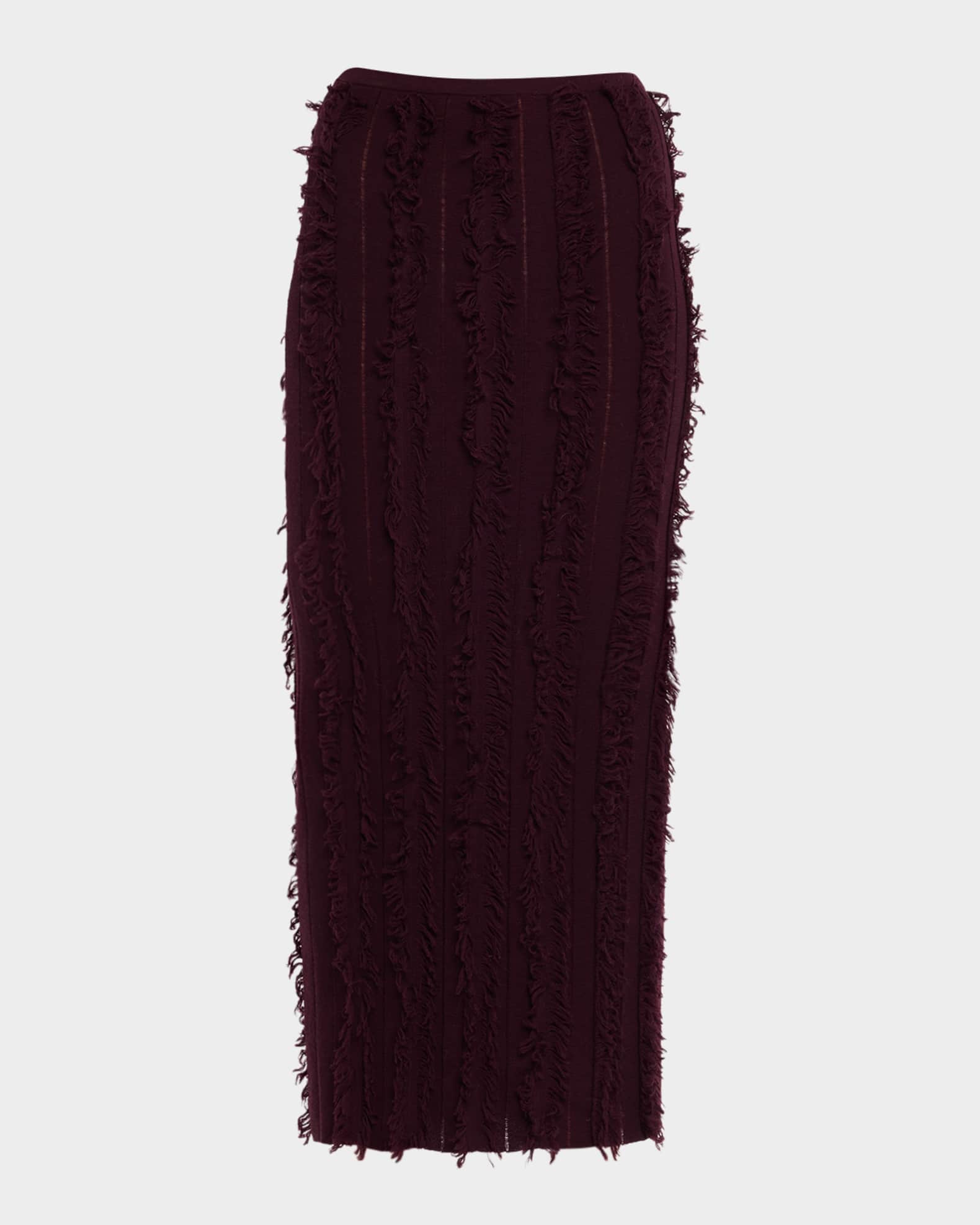 Evangeline Fringed Knit Maxi Pencil Skirt 0