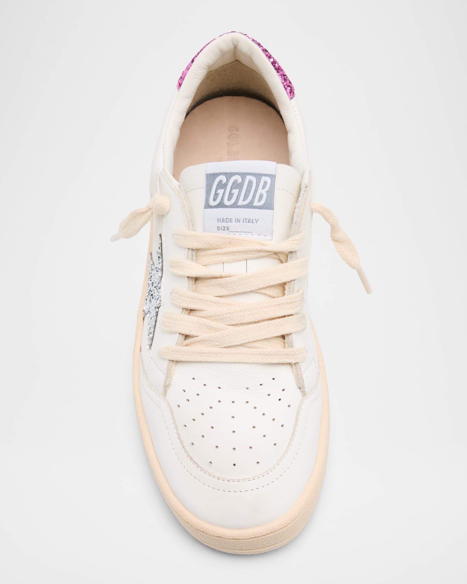 Golden Goose Girl's Ballstar Leather Glitter Star Sneakers
