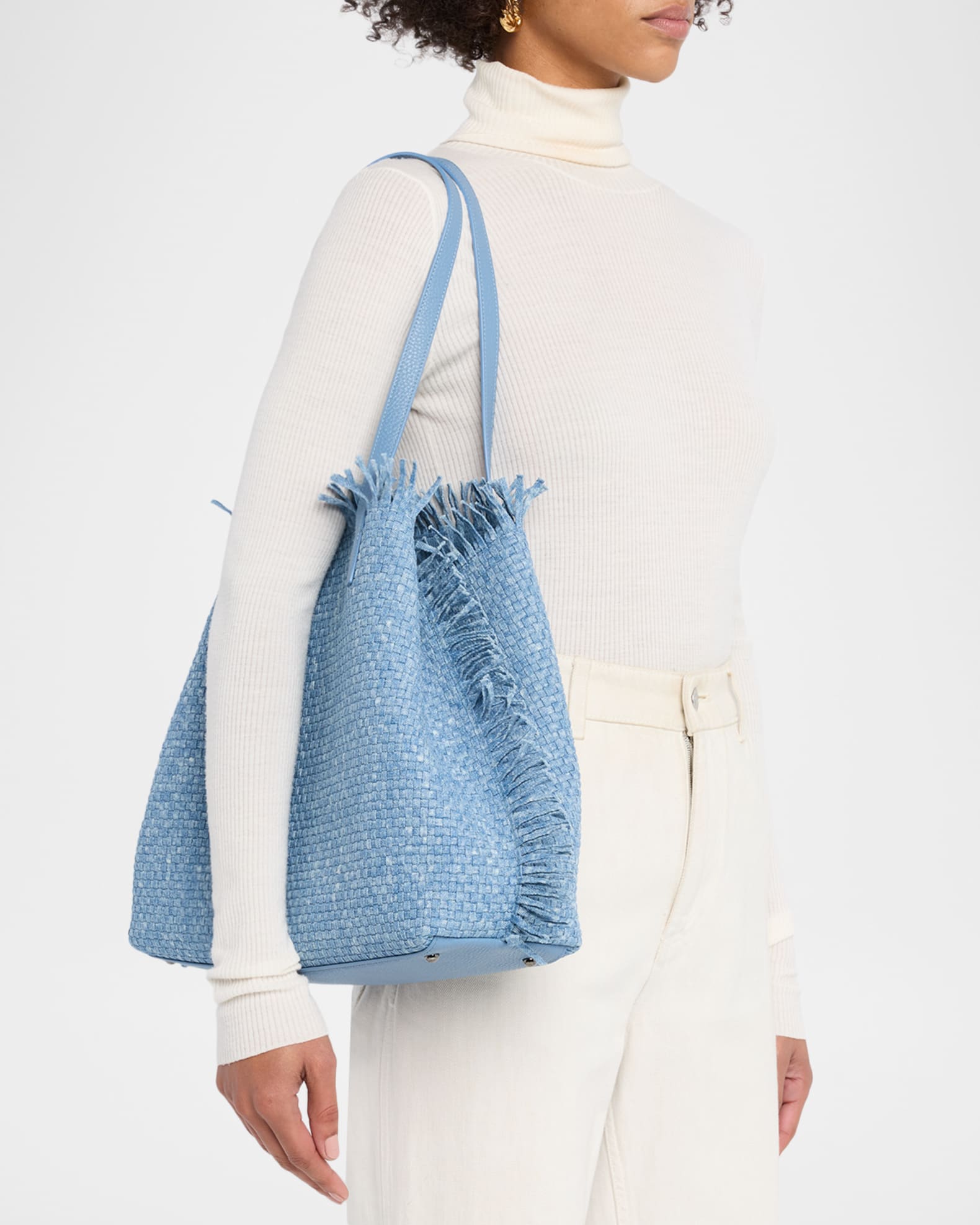 Akris Ai Medium Fringed Woven Tote Bag | Neiman Marcus