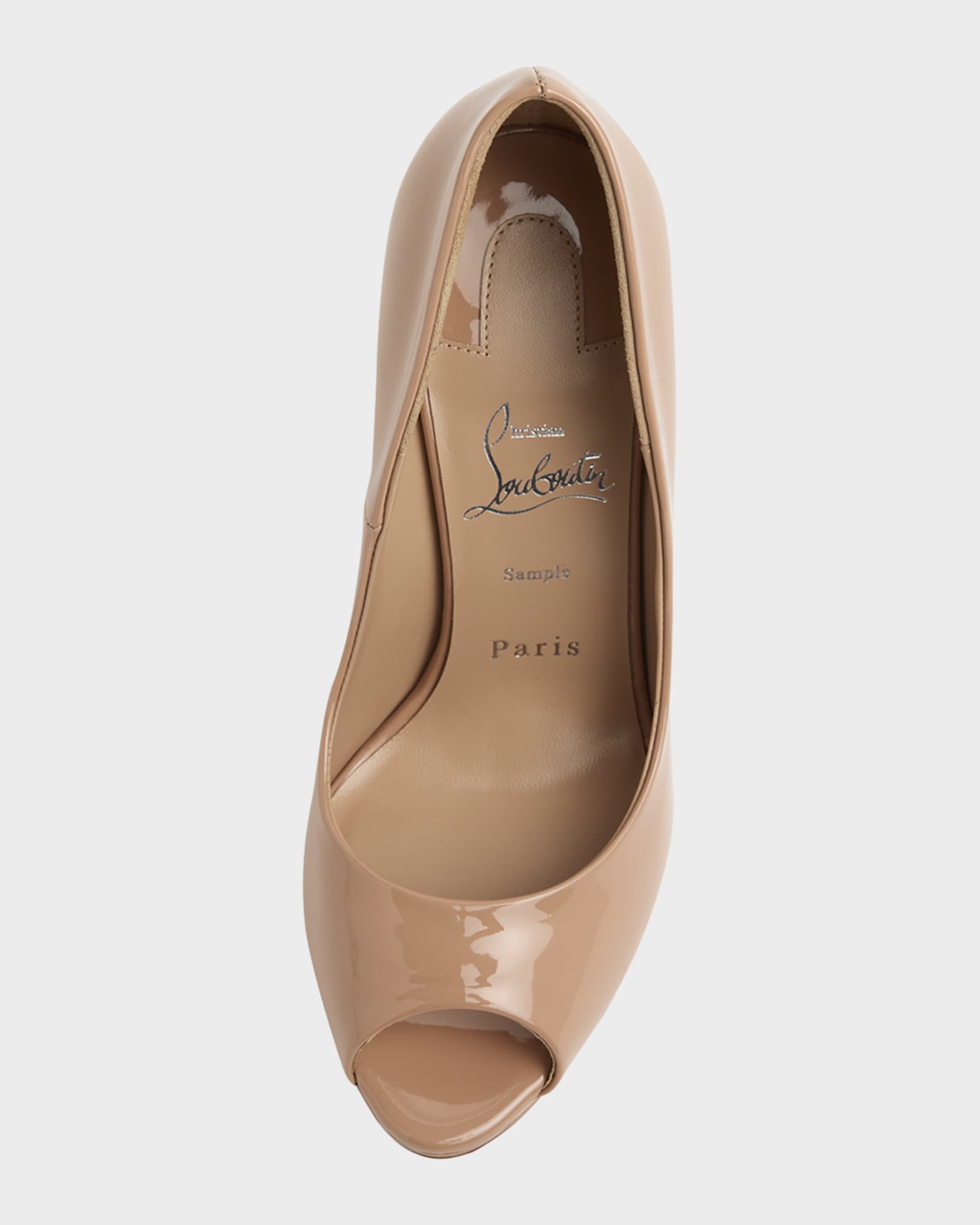 Christian Louboutin 120mm Lady Z Patent Leather Peep-Toe Pumps