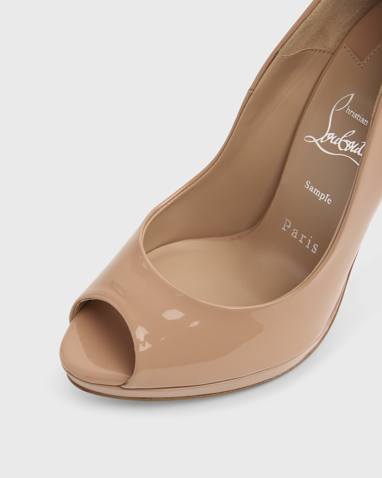 Christian Louboutin 120mm Lady Z Patent Leather Peep-Toe Pumps