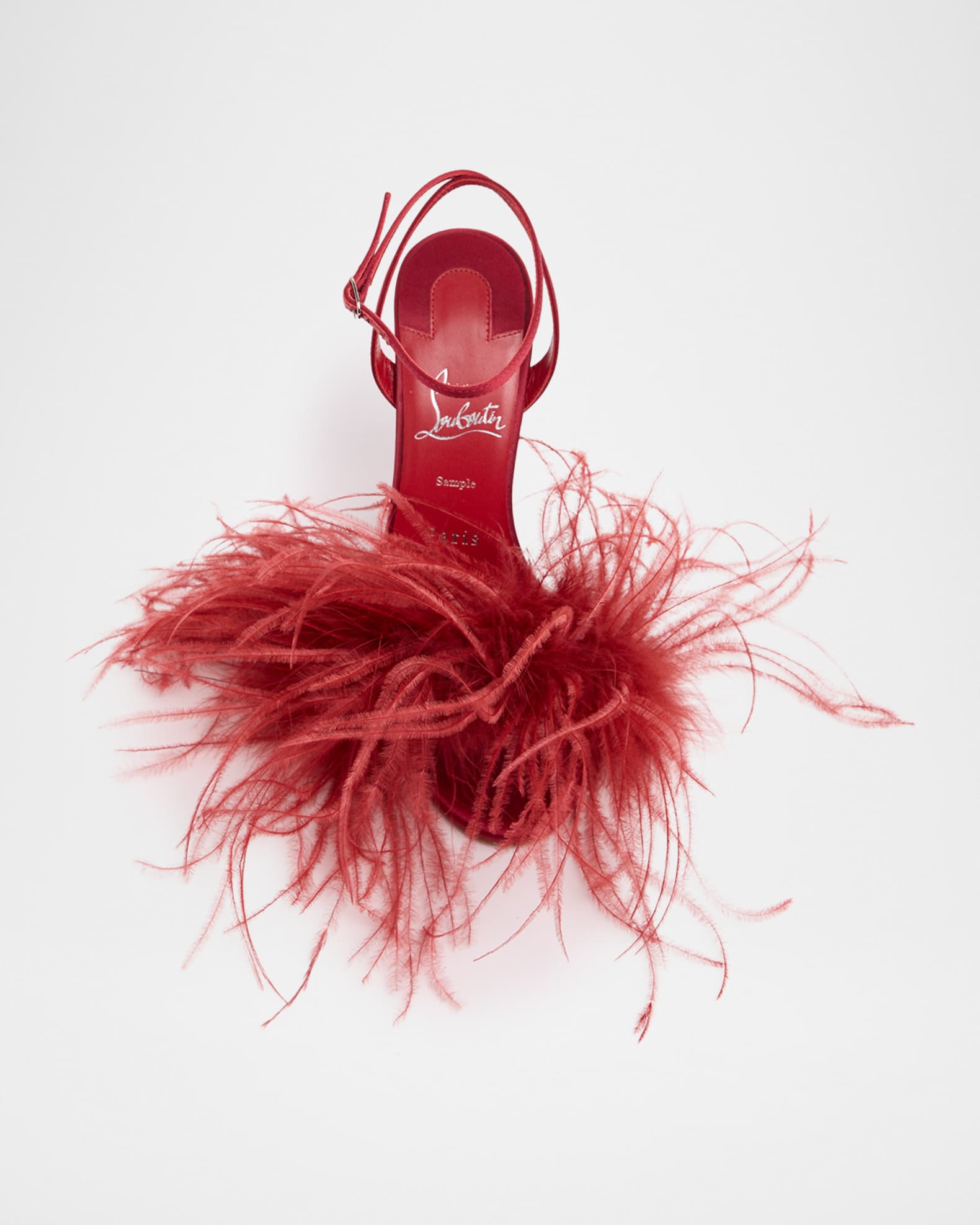 Christian Louboutin 100mm Miss Z Poupi Silk Feather Pumps | Neiman