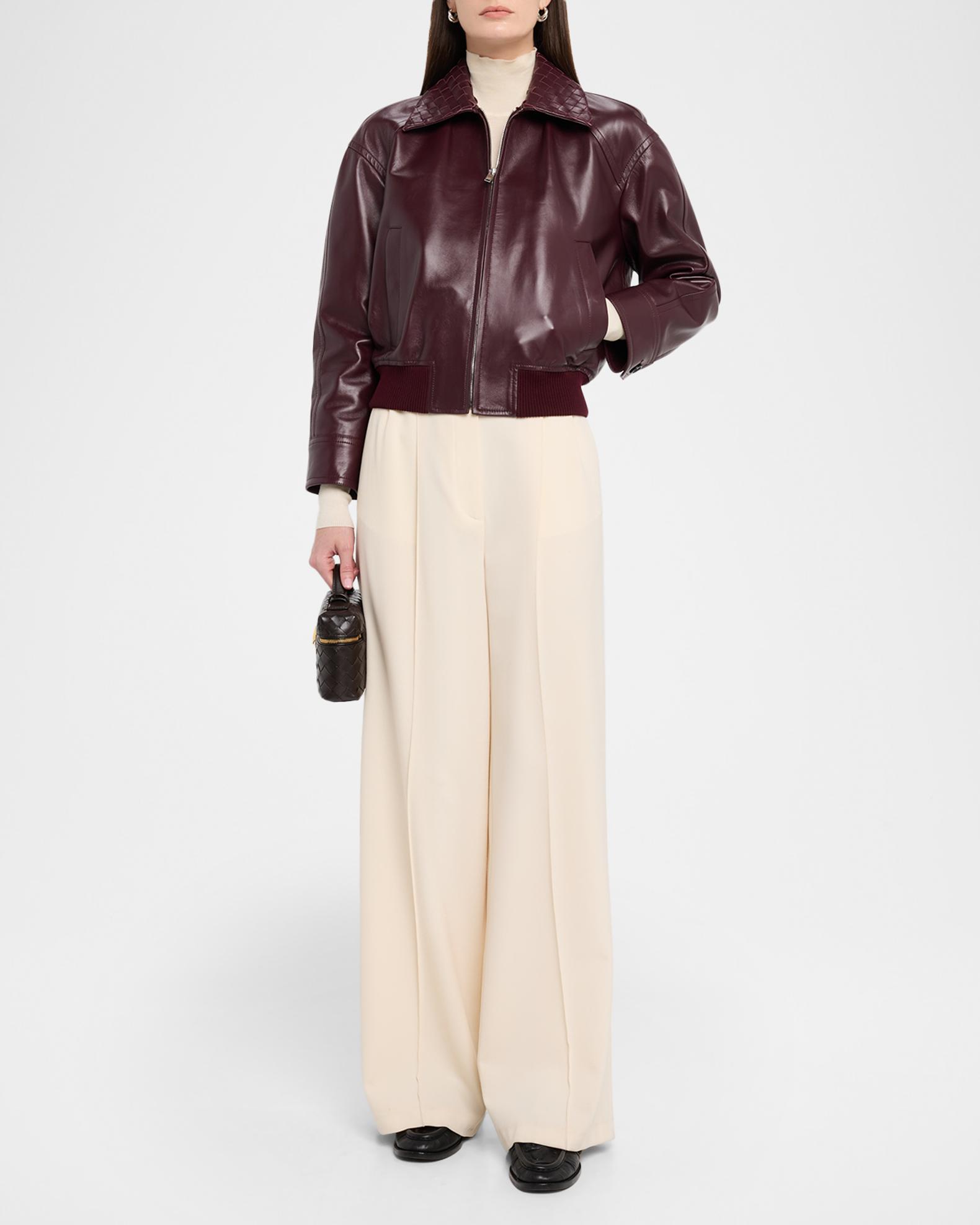 Bottega Veneta Intrecciato Collar Leather Bomber Jacket | Neiman 