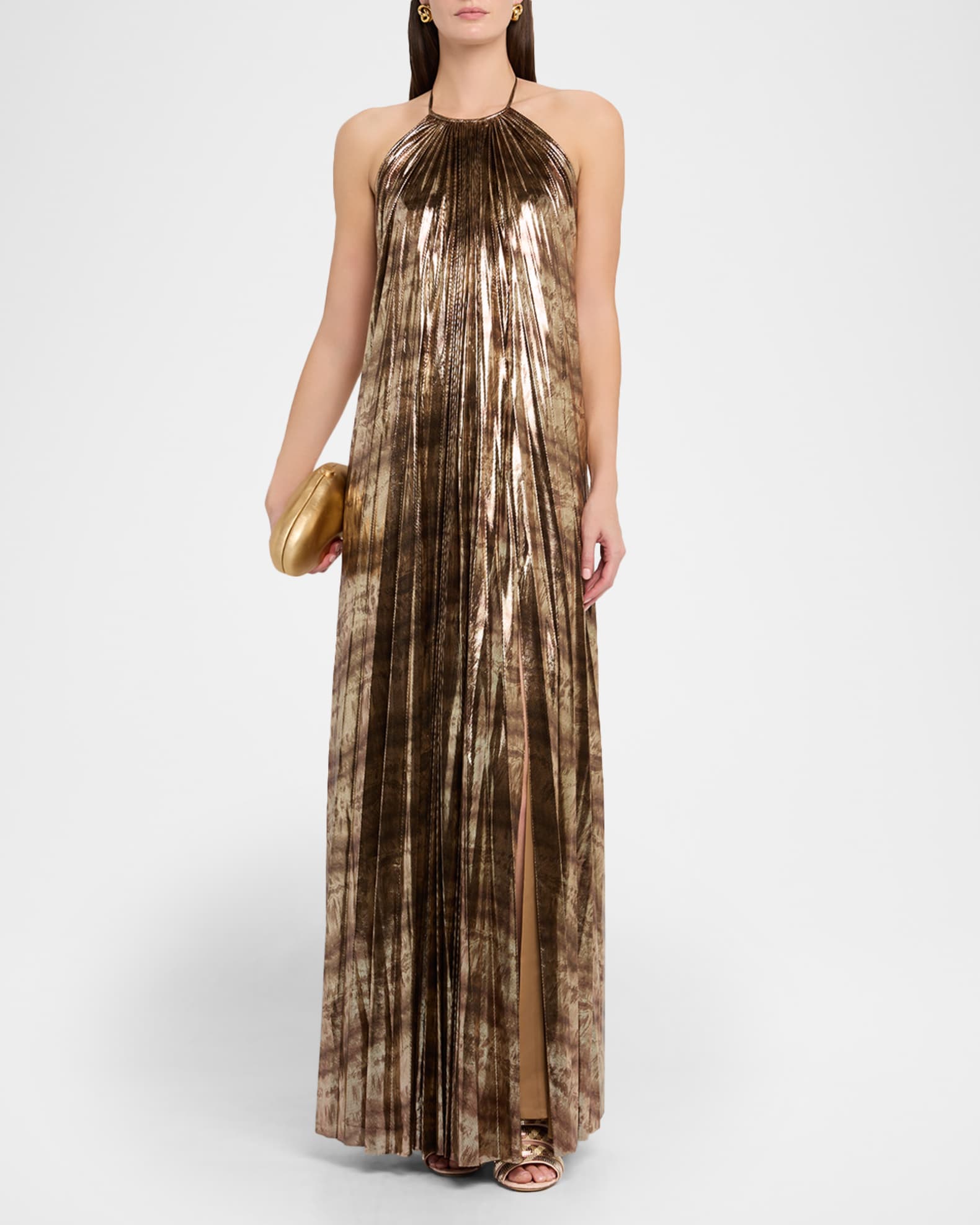 新品　maisoncelon pleated halter maxi dress pleated halter maxi dress – célon