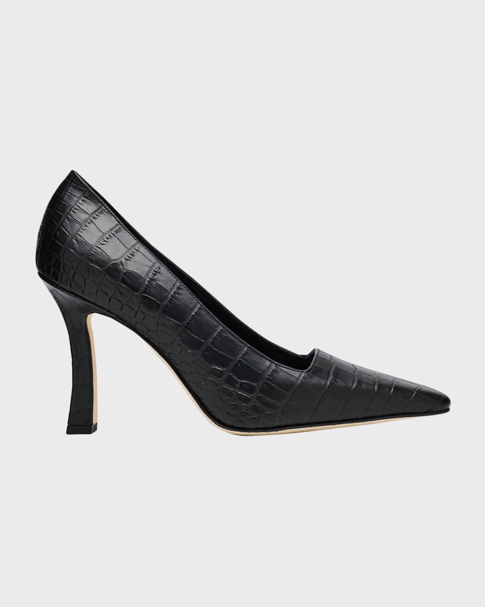 Manolo Blahnik Moira Croc-Embossed Leather Pumps | Neiman Marcus