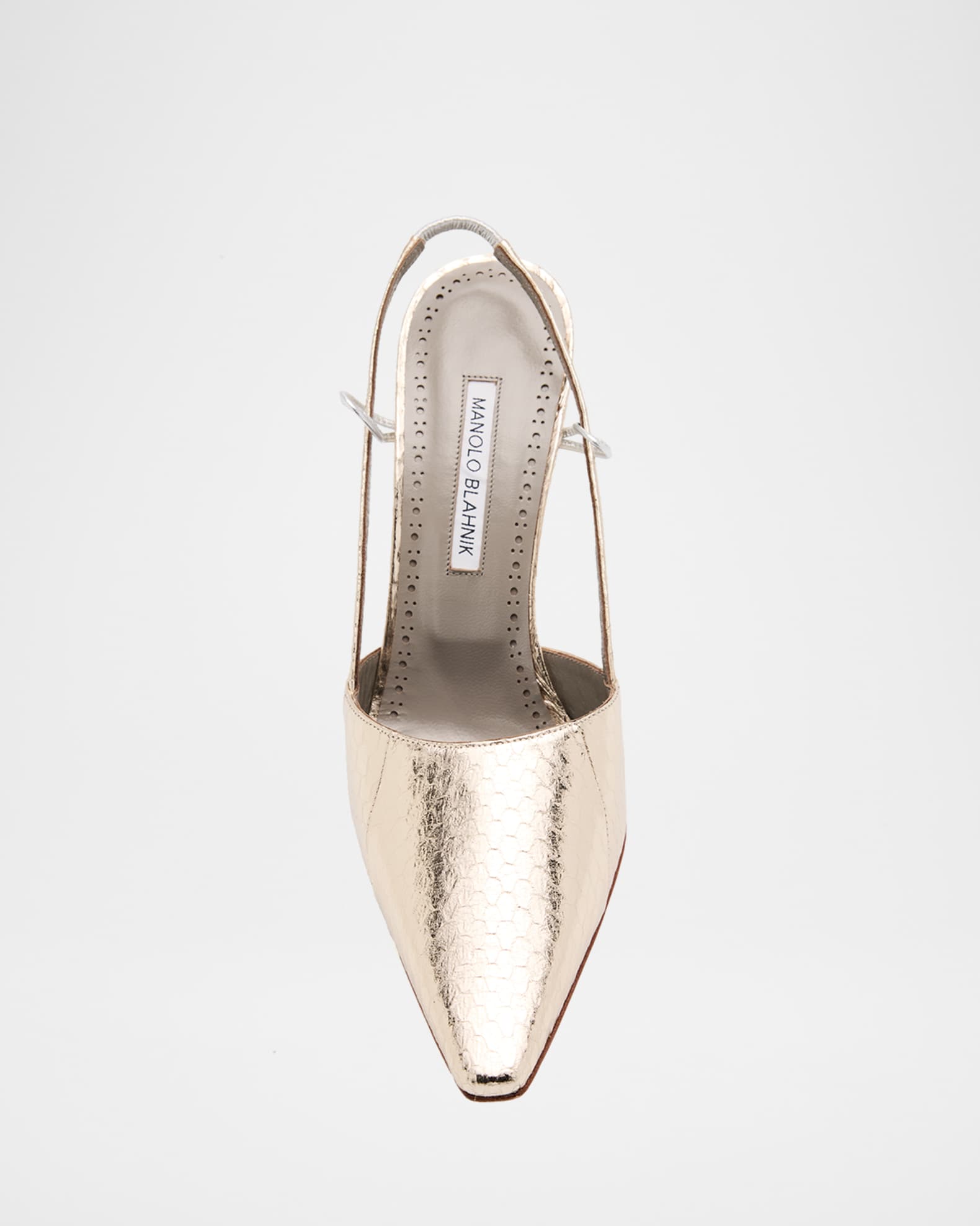 Manolo Blahnik Touki Metallic Snake Slingback Pumps | Neiman Marcus
