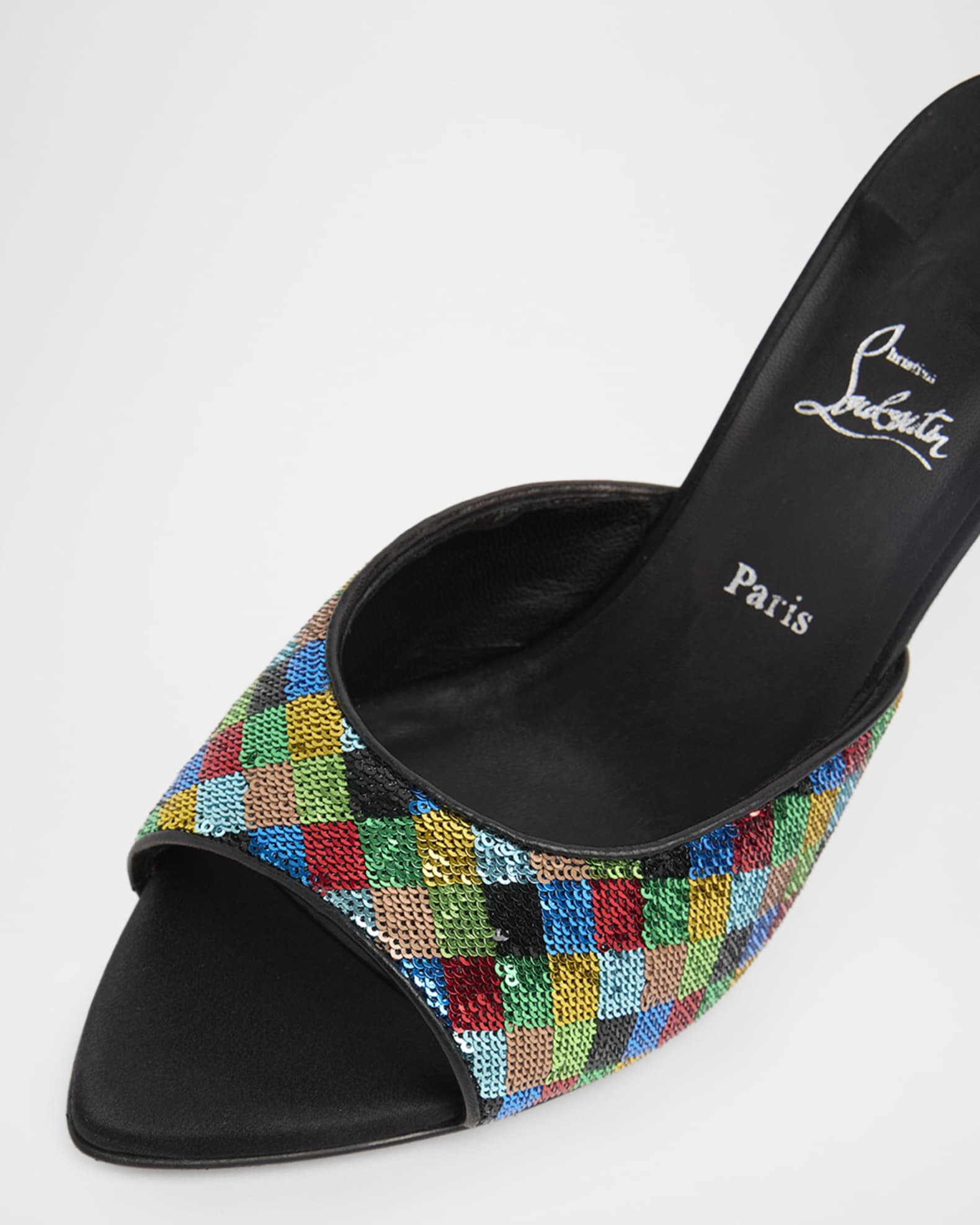 Christian Louboutin 80mm Miss Z Sequined Harlequin Mule Pumps
