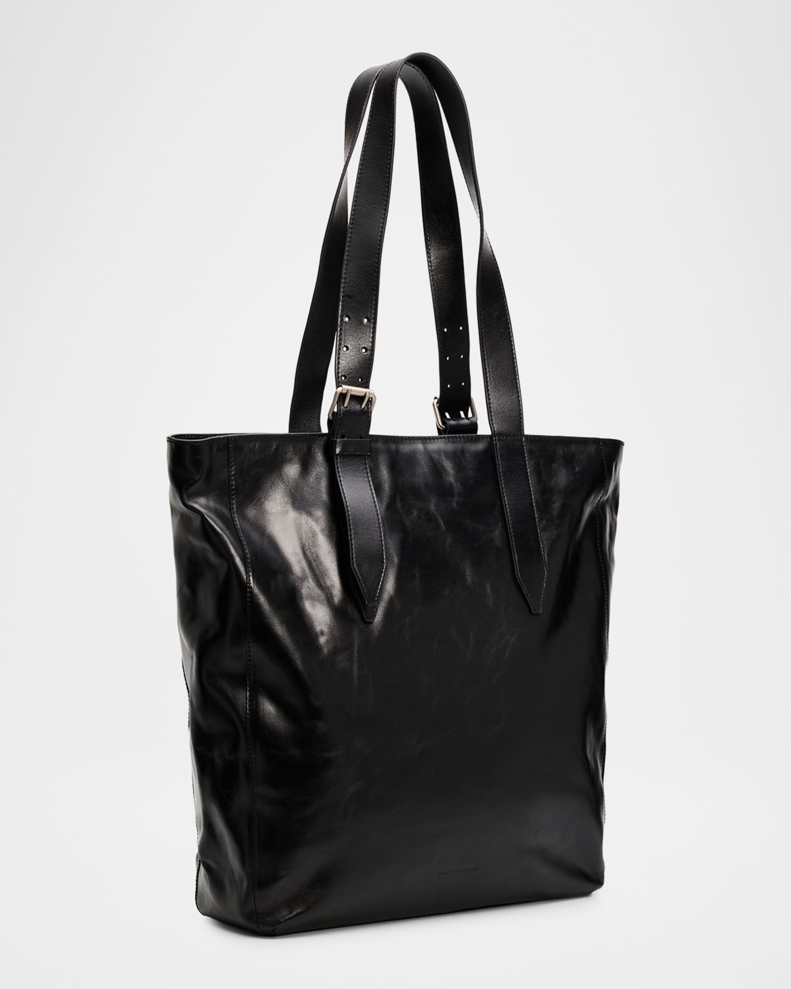 Dries Van Noten Men's Leather Messenger Bag with Shoulder Strap