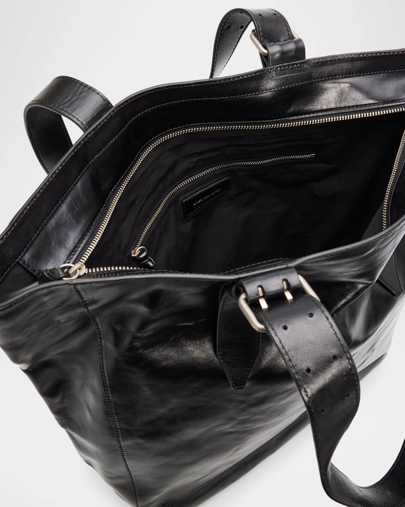 Dries Van Noten Men's Leather Messenger Bag with Shoulder Strap
