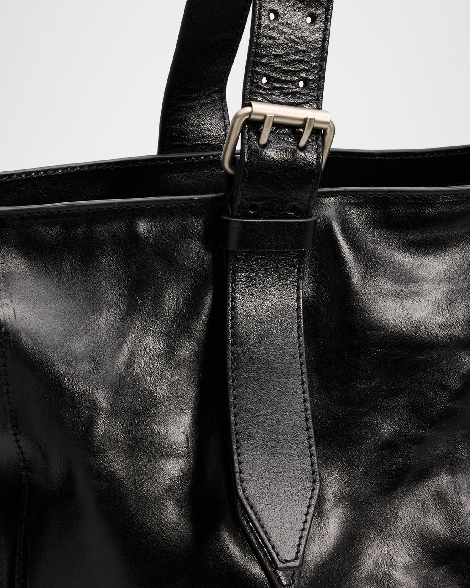 Dries Van Noten Men's Leather Messenger Bag with Shoulder Strap