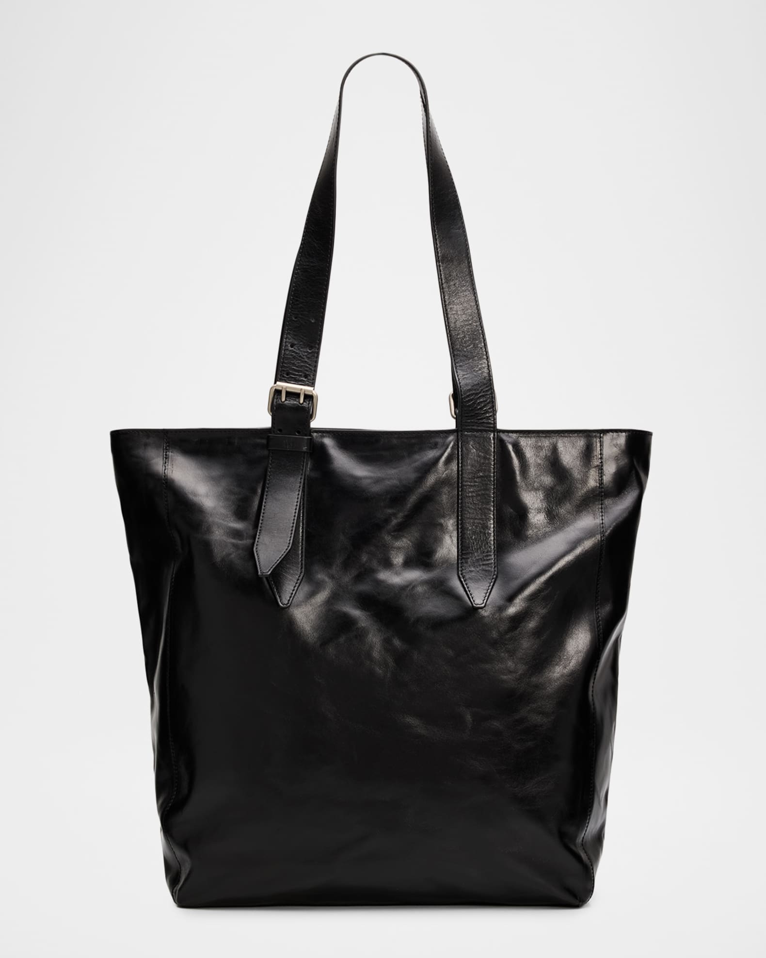 Dries Van Noten Men's Leather Messenger Bag with Shoulder Strap