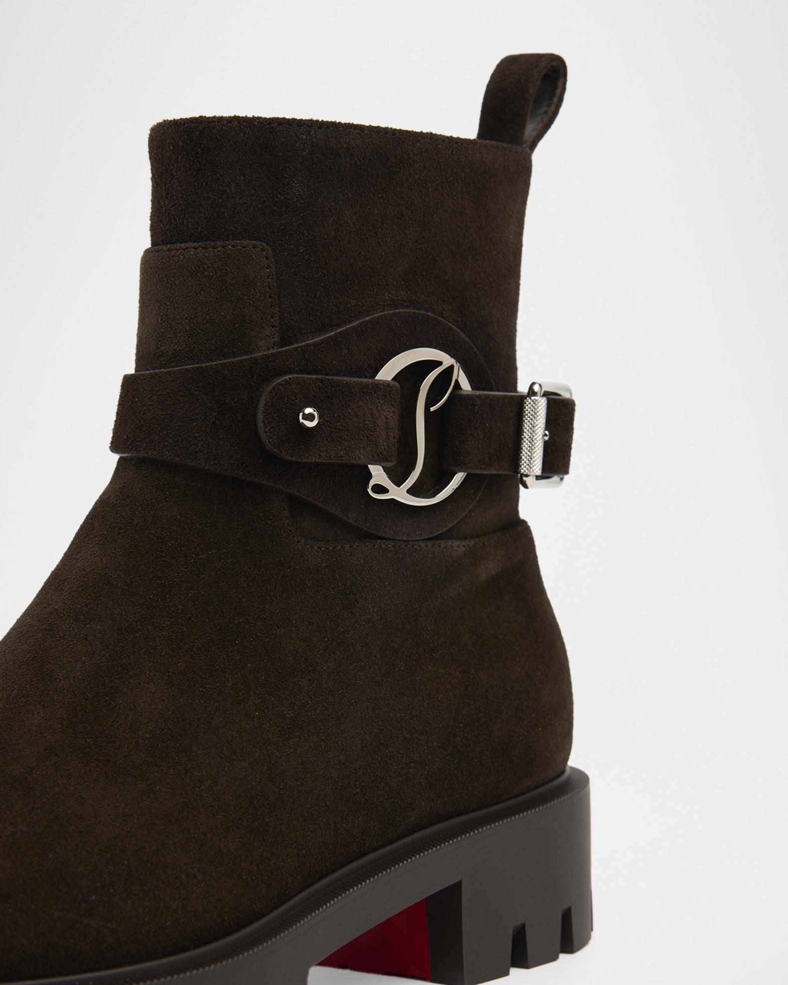 Christian Louboutin Dark Brown Suede Boots with Red Sole CHRISTIAN LOUBOUTIN Dianouchette buckled suede ankle boots  main image 3