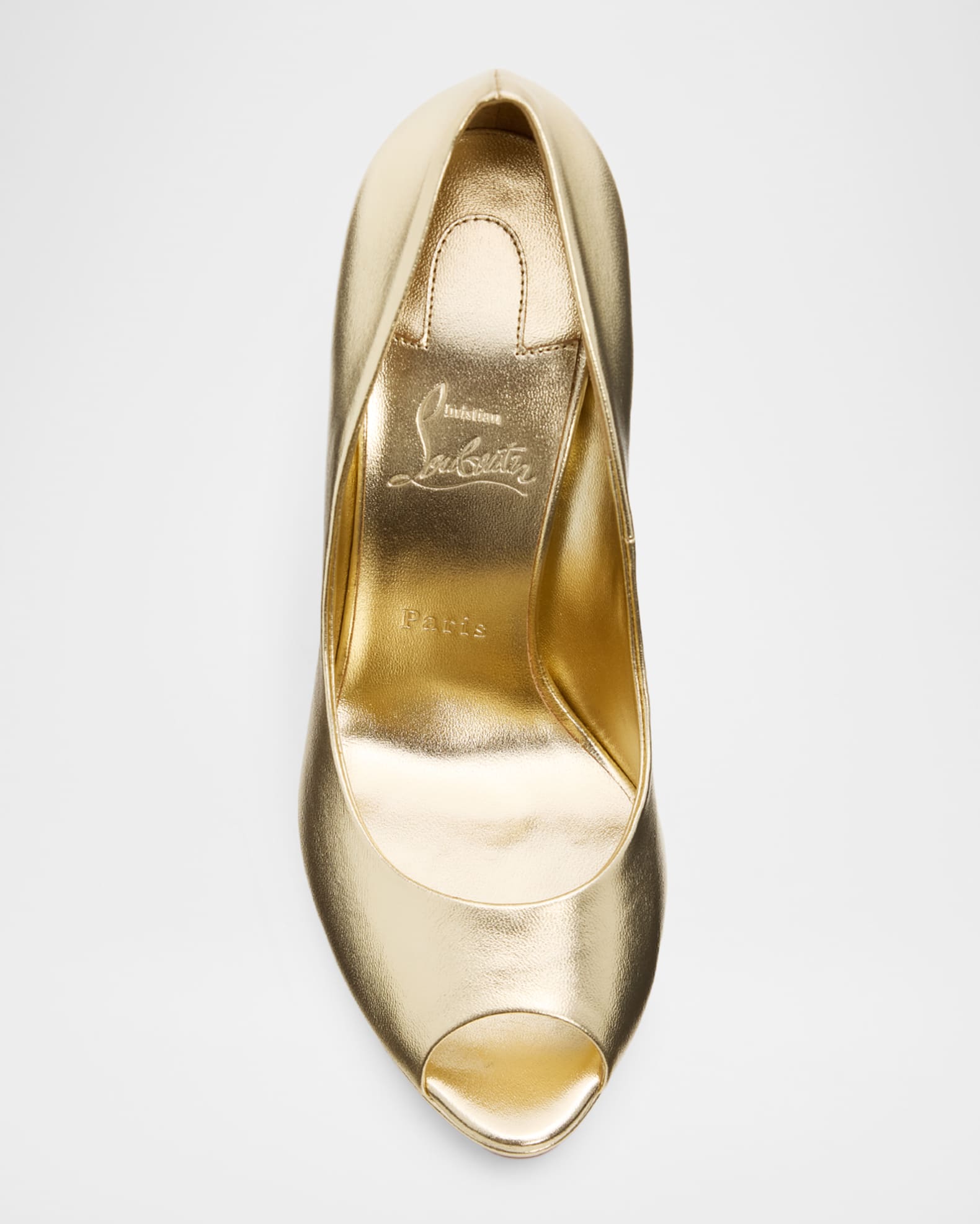 Christian Louboutin 120mm Lady Z Metallic Nappa Leather Peep-Toe