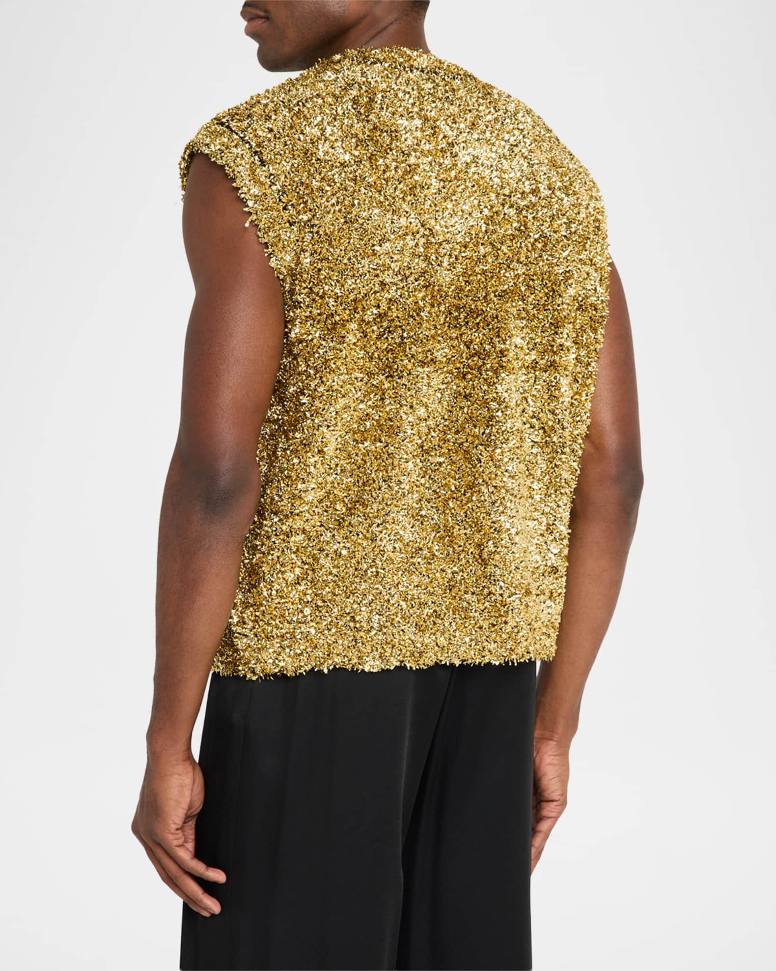 ①ジャズネップアランニット ZANKOV Men's Alain Sleeveless Metallic Sweater | Neiman Marcus