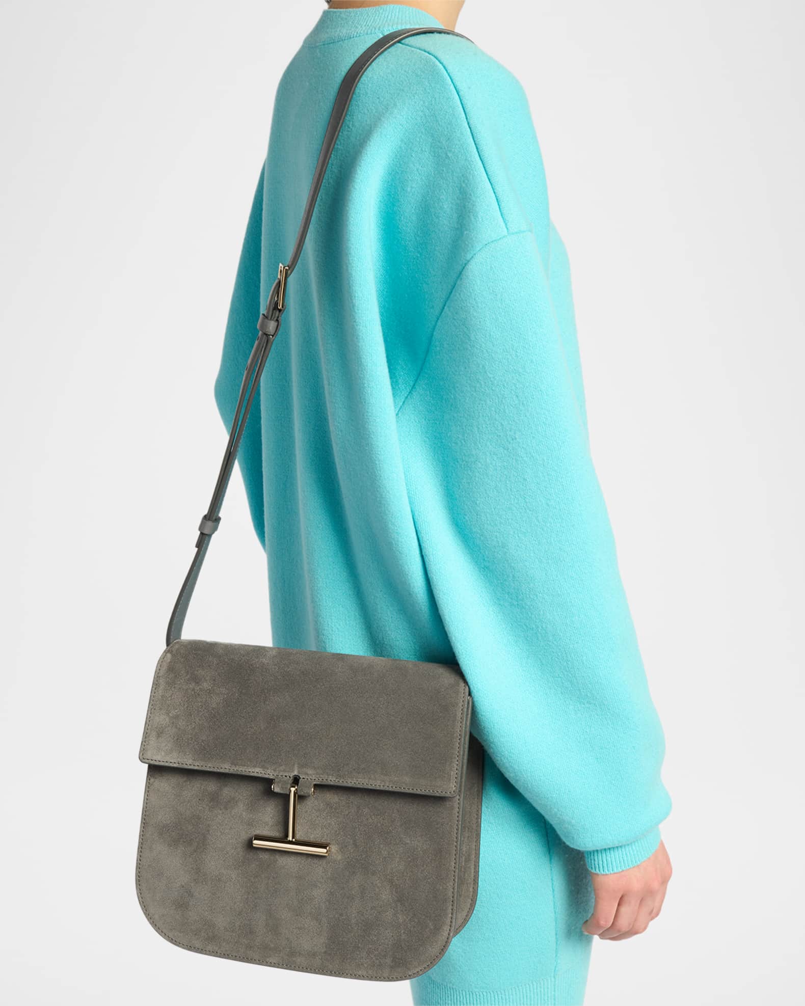 TOM FORD Tara Medium Crossbody Bag in Suede | Neiman Marcus