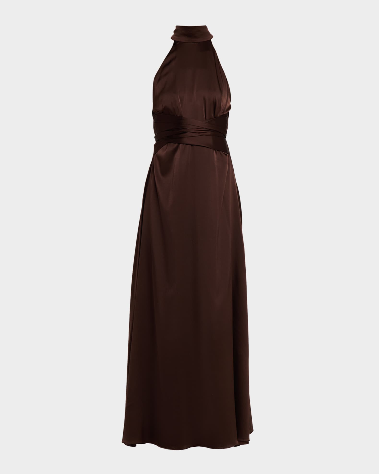 chinese dress ladies Chocolate Brown Shirred Jocelyn Maxi Dress