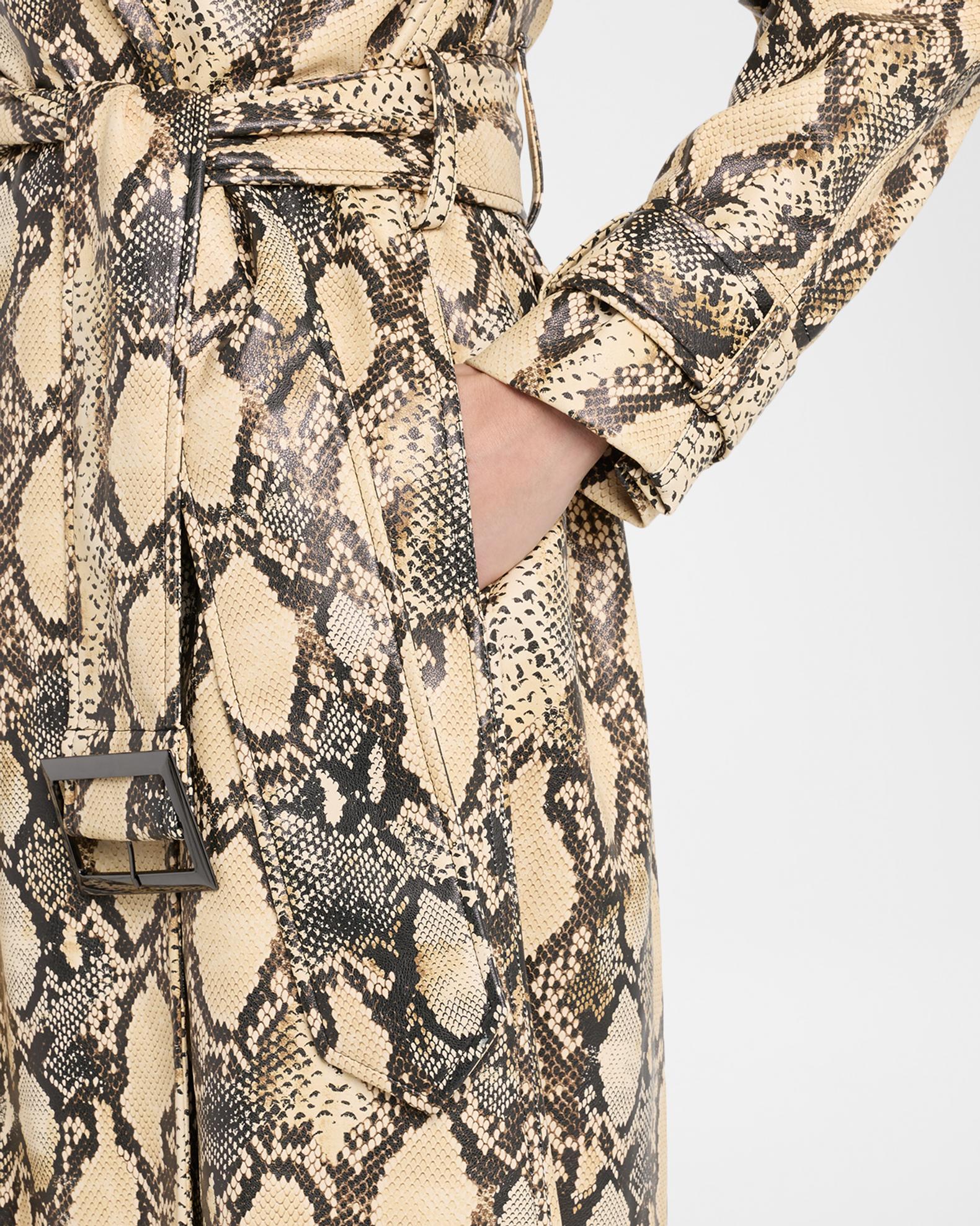 Toccin Chloe Python-Printed Vegan Leather Trench Coat | Neiman Marcus