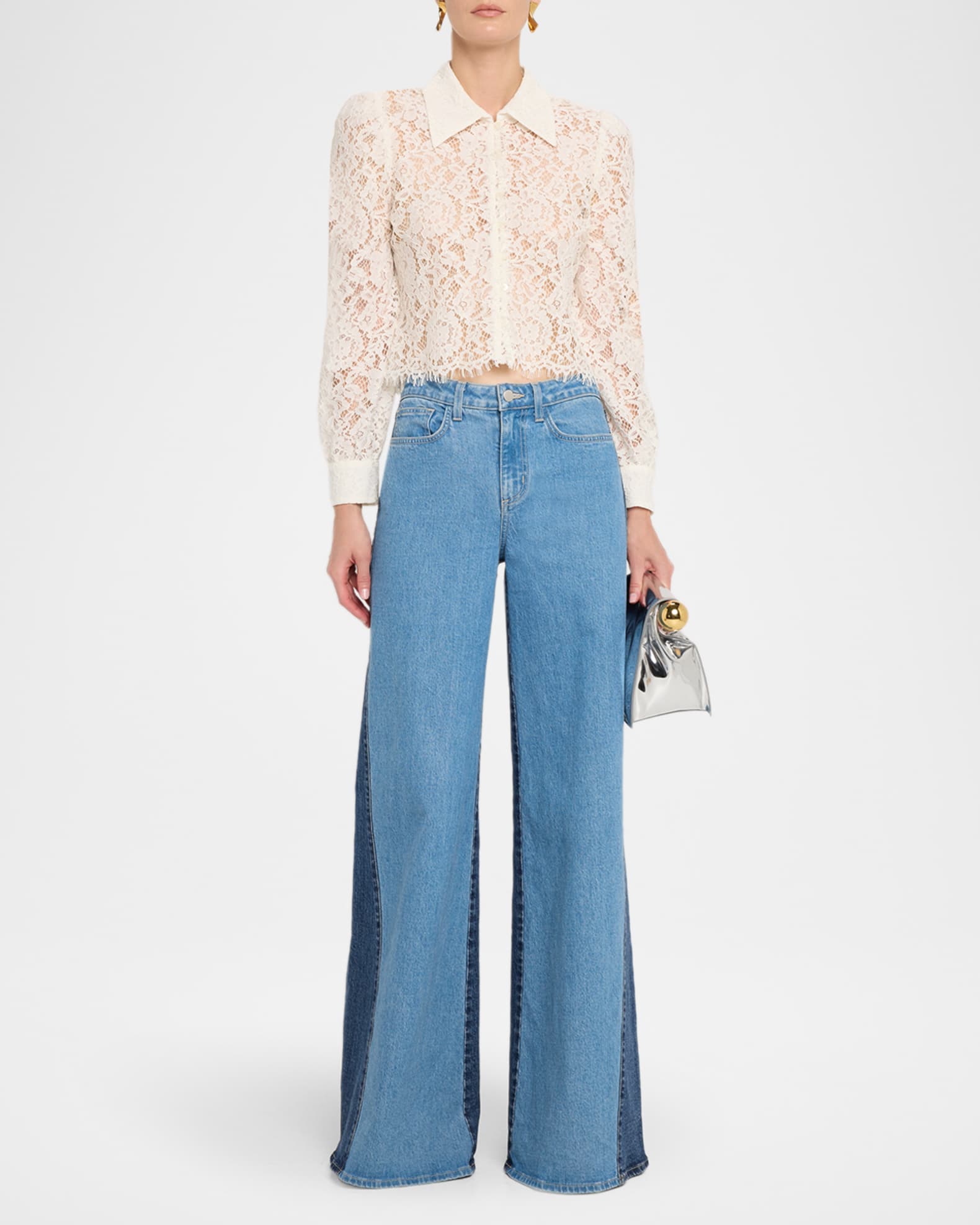 Beau High-Rise Wide-Leg Contrast Jeans 1