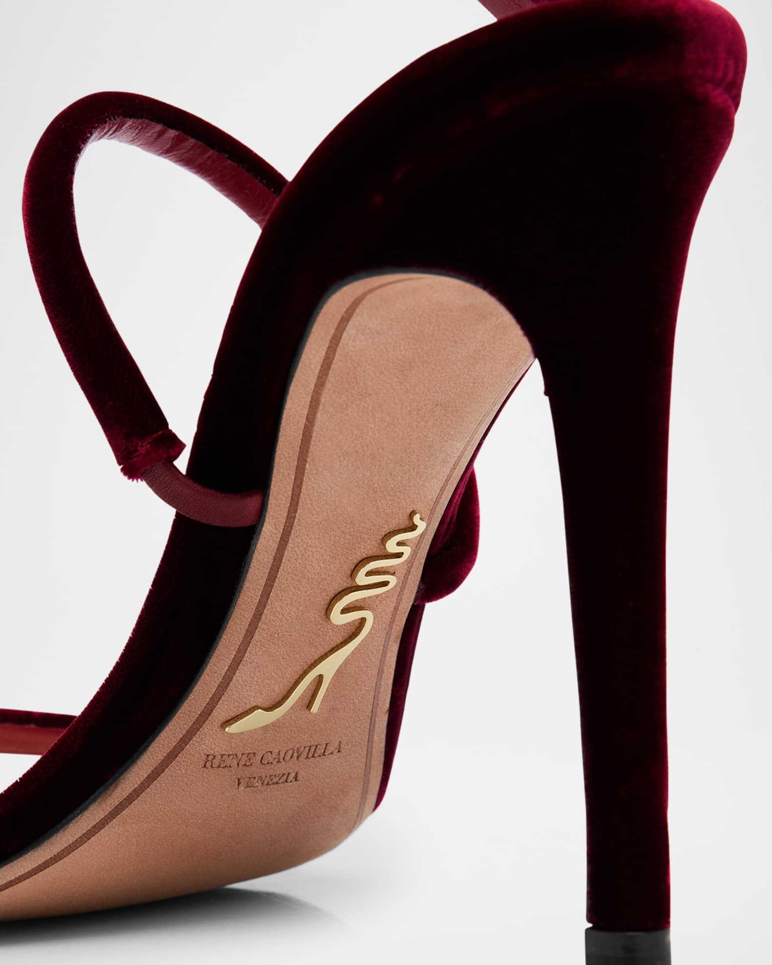 Rene Caovilla Cle Snake Spiral-Wrap Velvet Sandals | Neiman Marcus