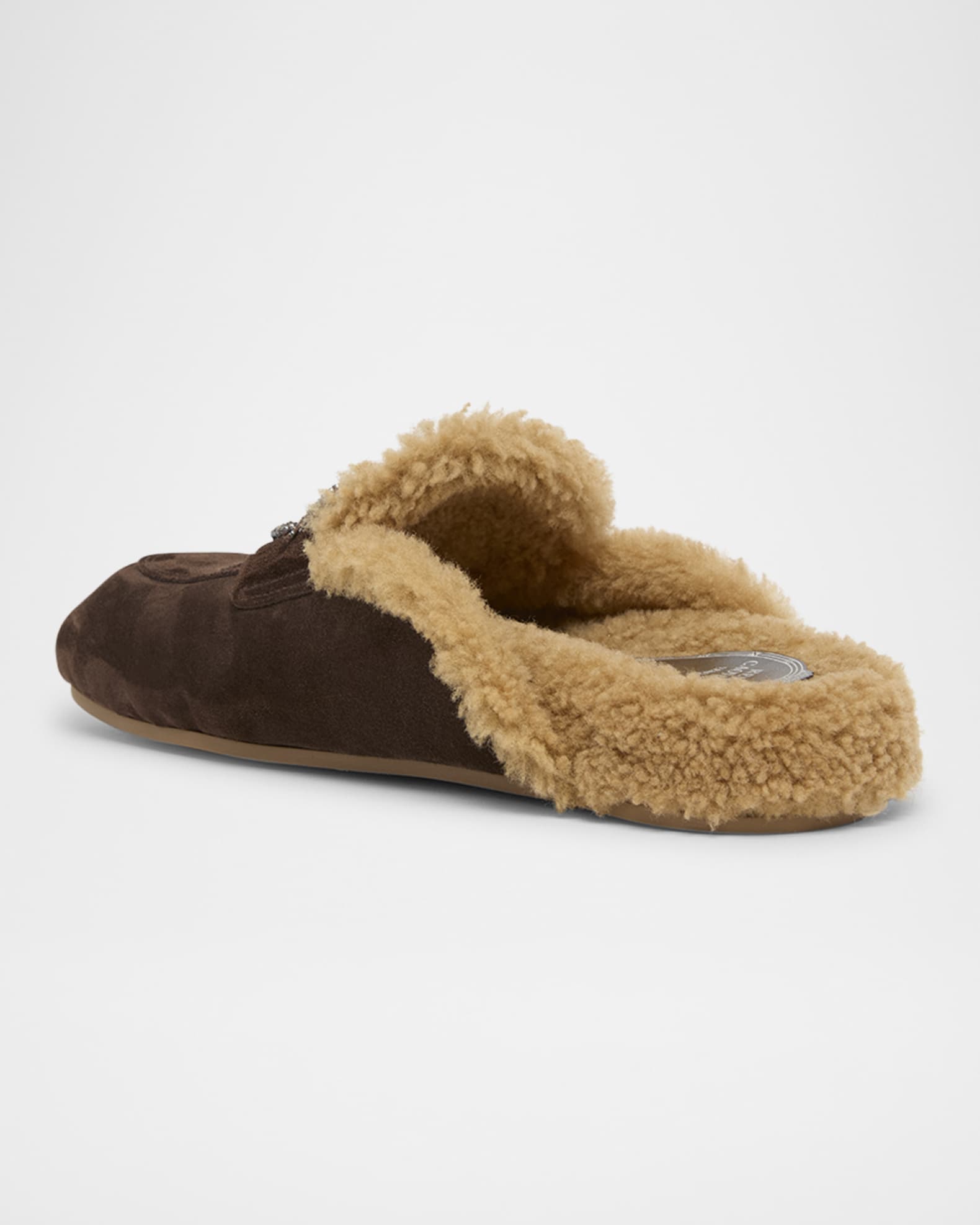 Rene Caovilla Sherl Shearling-Lined Suede Mules | Neiman Marcus