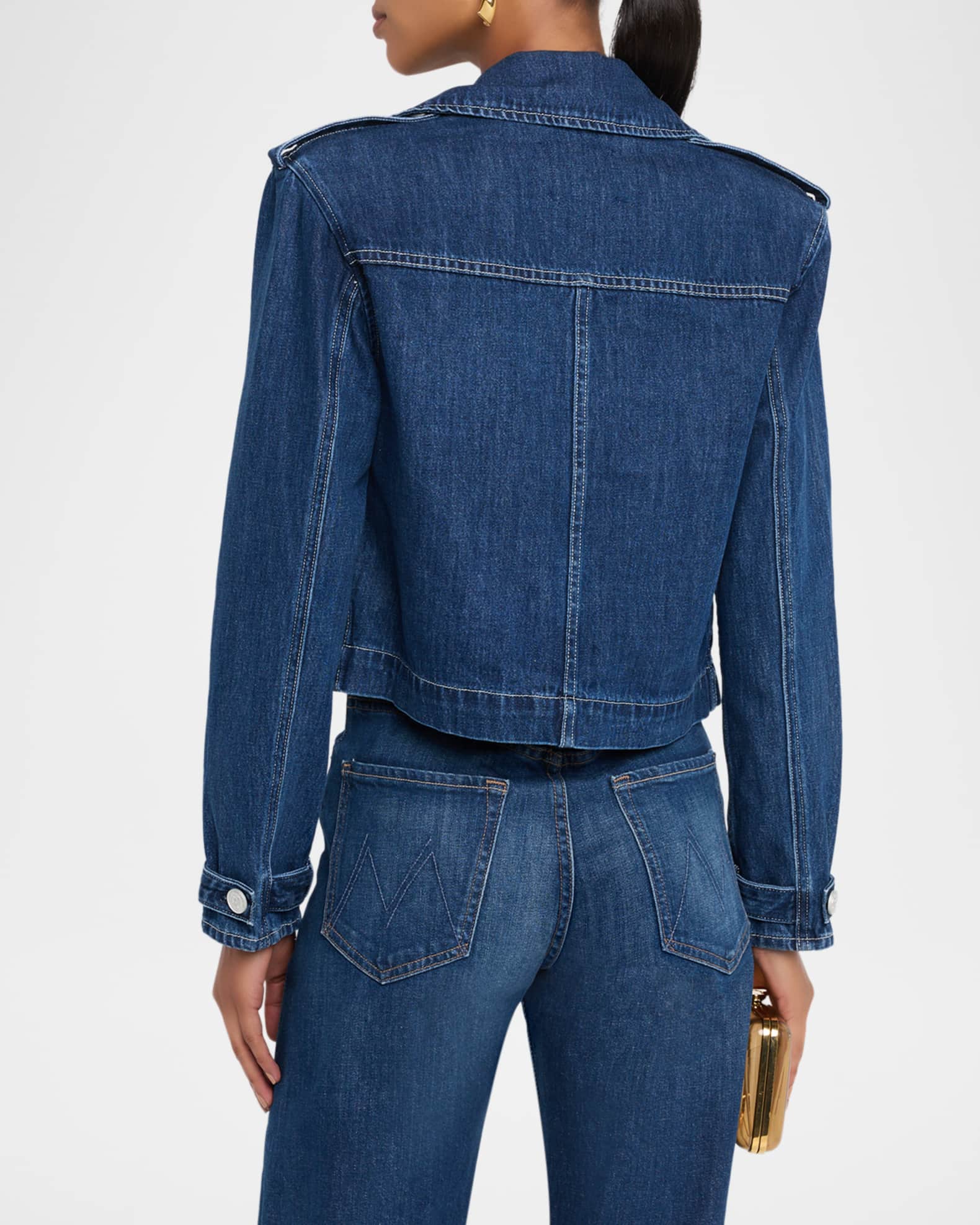 L'Agence Maddox Cropped Denim Trench Coat | Neiman Marcus