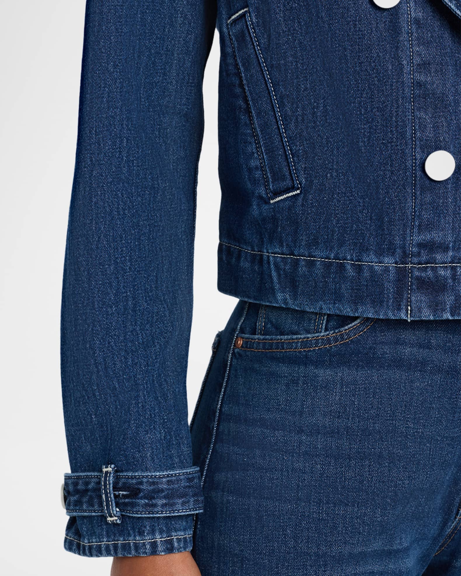 L'Agence Maddox Cropped Denim Trench Coat | Neiman Marcus