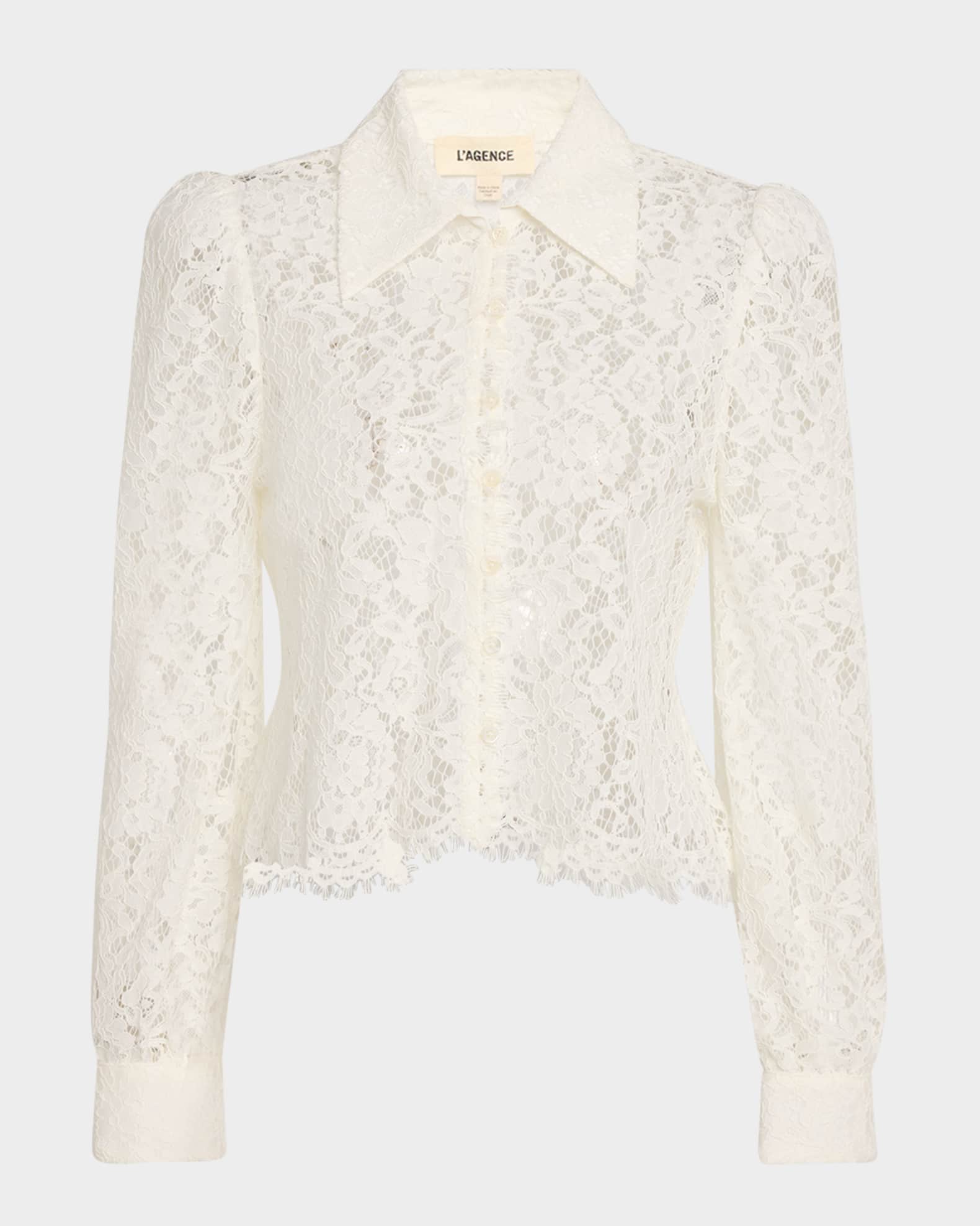 L'Agence Anita Floral Lace Button-Front Blouse | Neiman Marcus